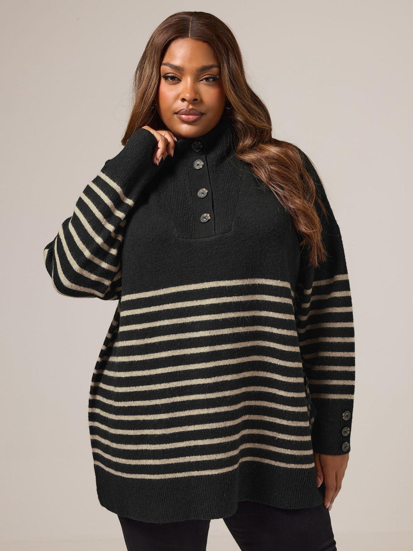 undefined Curve Button Thru Neck Jumper - Black