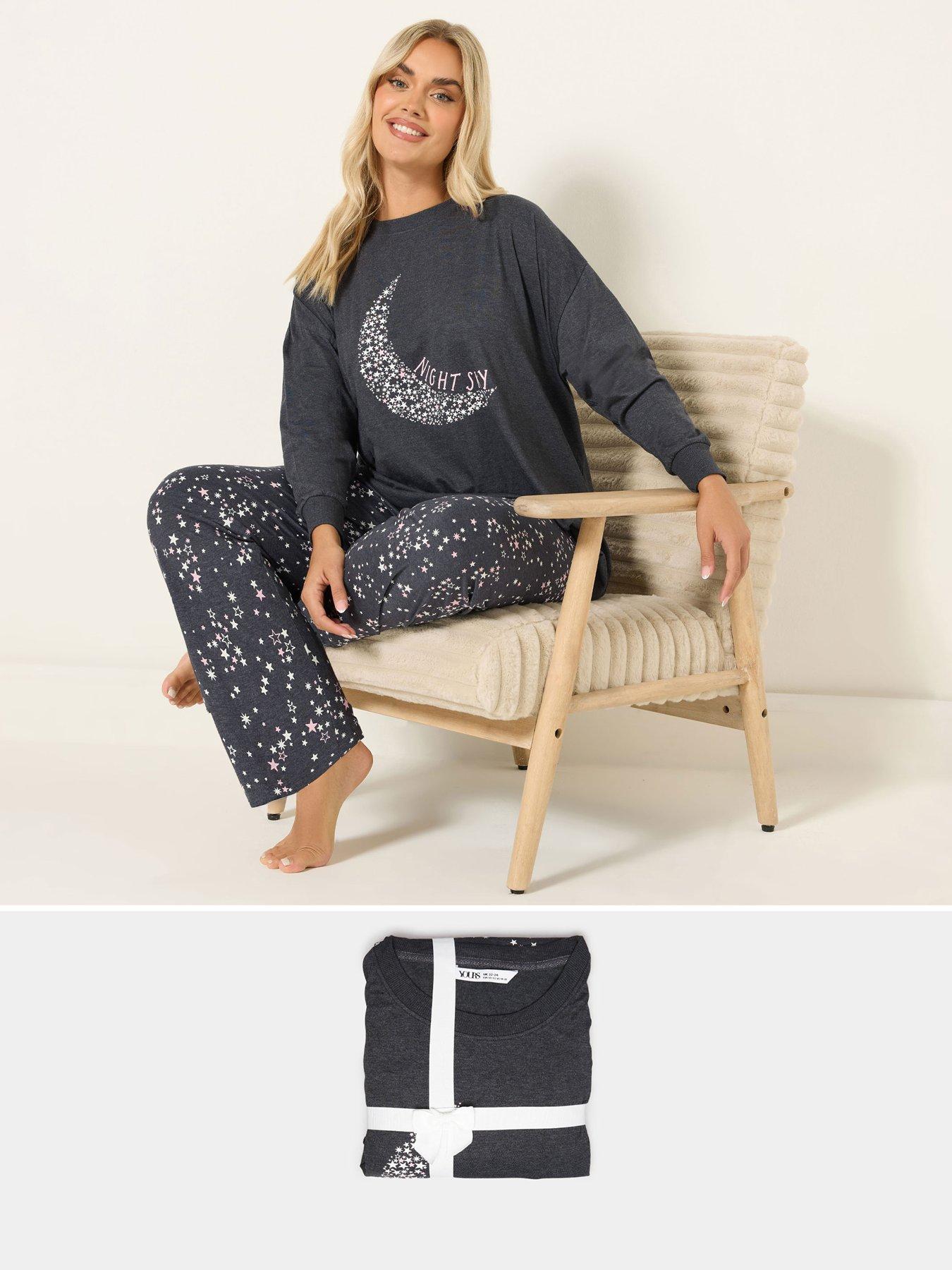 Yours Curve Night Sky Wide Leg Pyjama - Grey