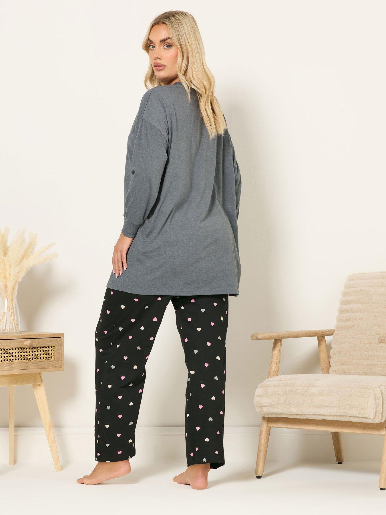 Image 2 of 4 of Yours Curve Sleepover Club Pyjama Set - Grey