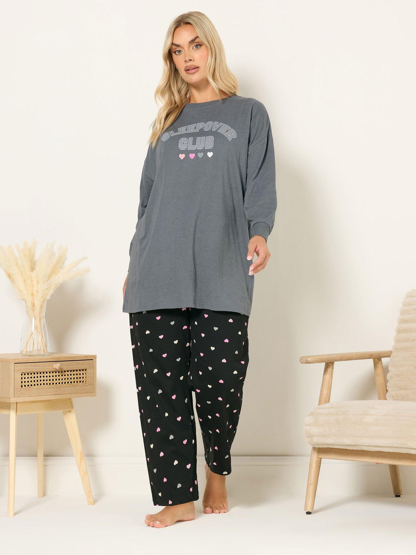 Image 3 of 4 of Yours Curve Sleepover Club Pyjama Set - Grey