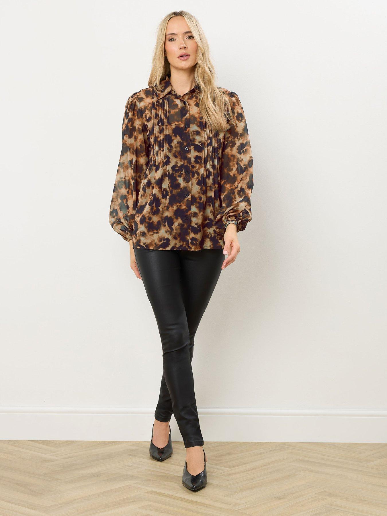 Image 3 of 4 of Long Tall Sally Tortoise Shell Pintuck Blouse - Natural