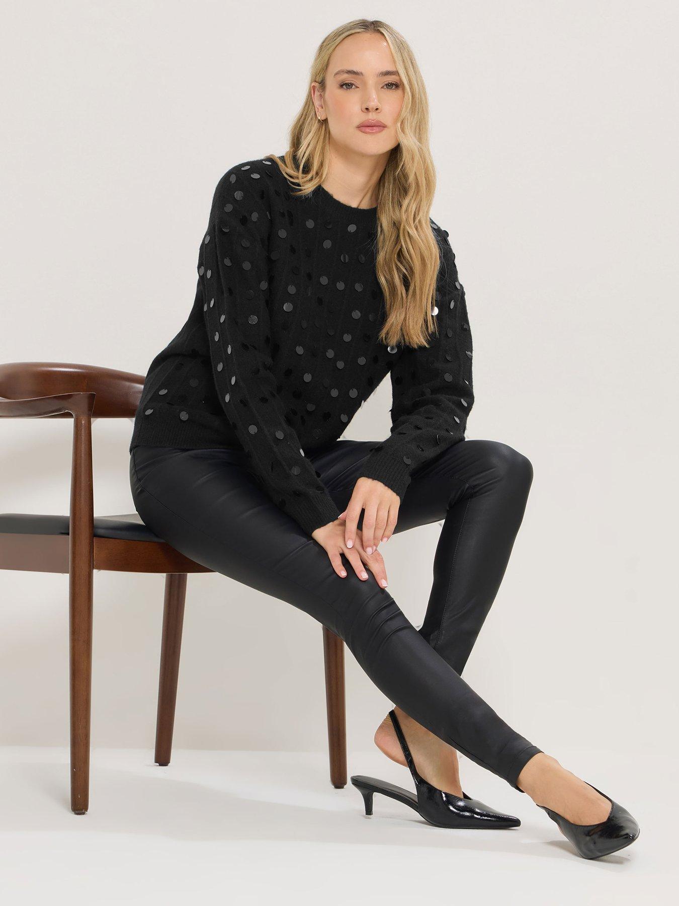 Image 3 of 4 of Long Tall Sally Disco Sequin Jumper - Black