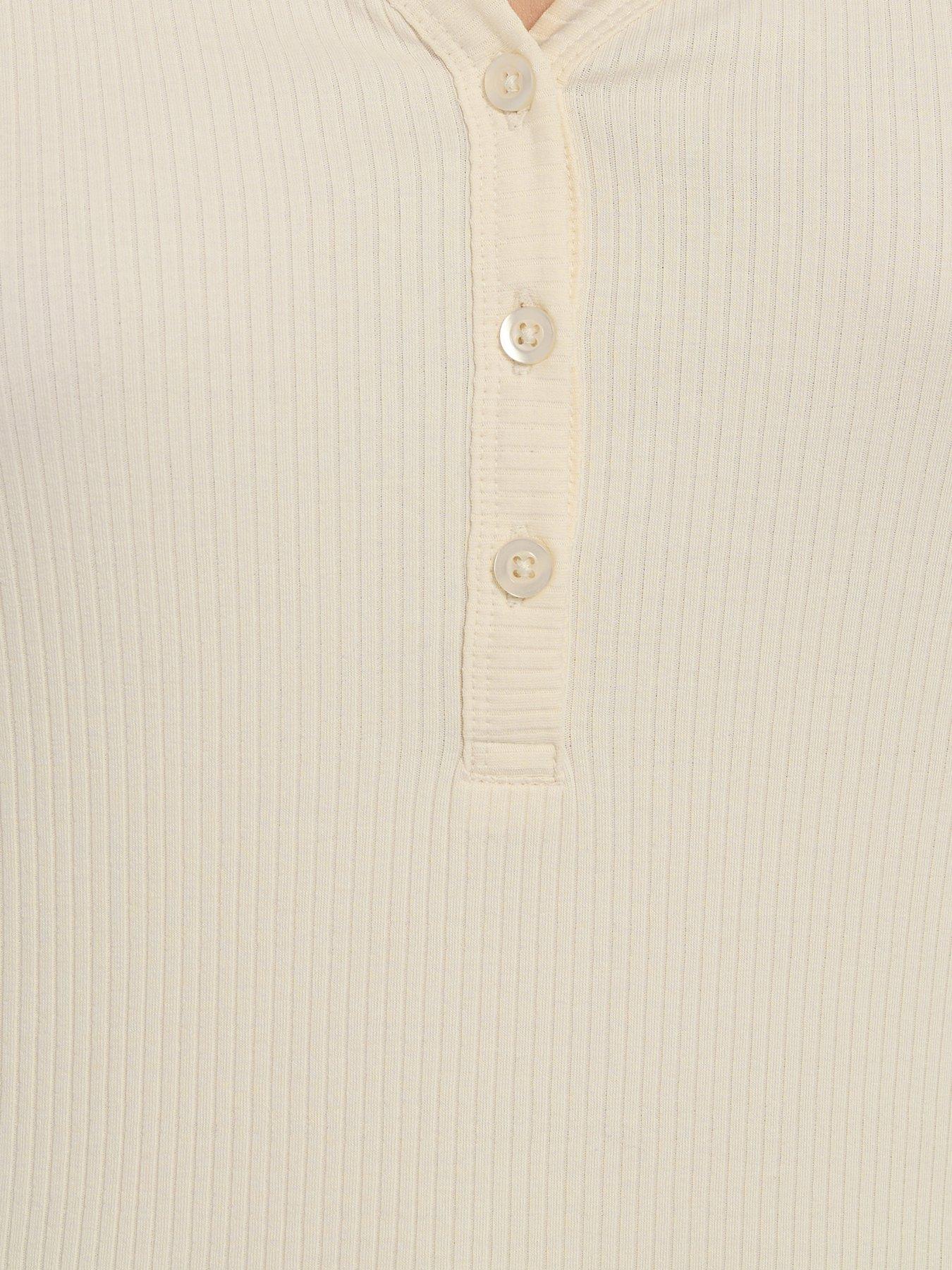 Image 4 of 4 of Long Tall Sally Sleeve Rib Henley Top - Ivory
