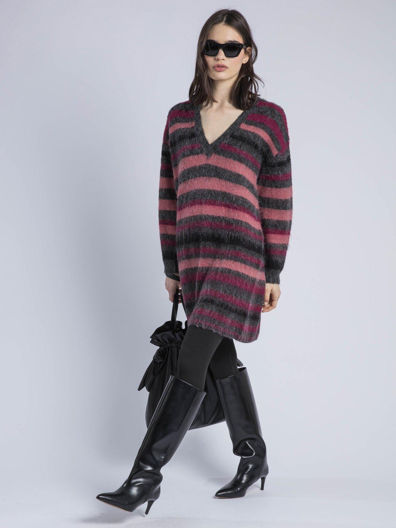  image of religion-saint-jumper-v-neck-jumper-dress-grey