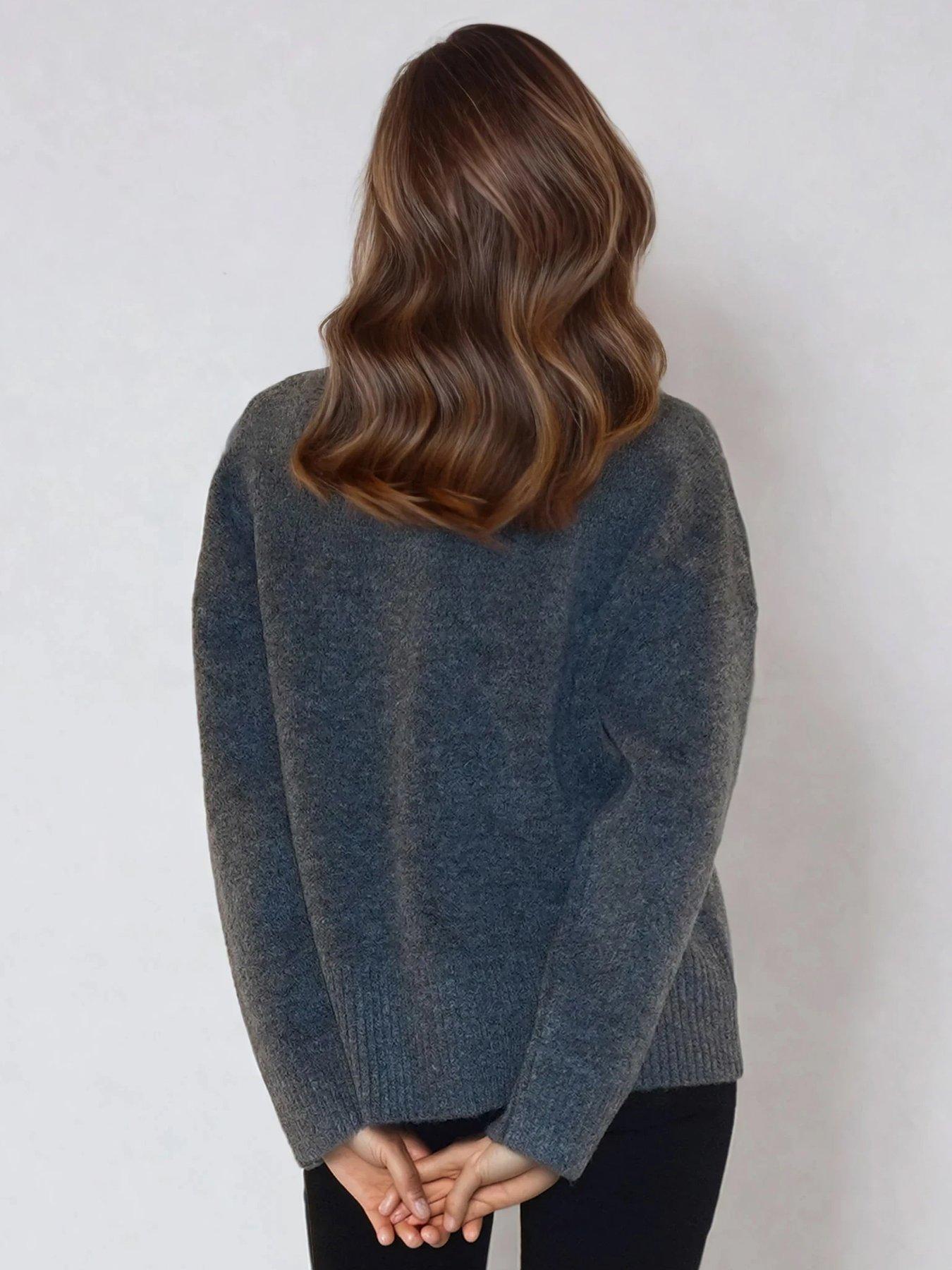 stillFront image of religion-wild-heart-crew-neck-jumper-grey