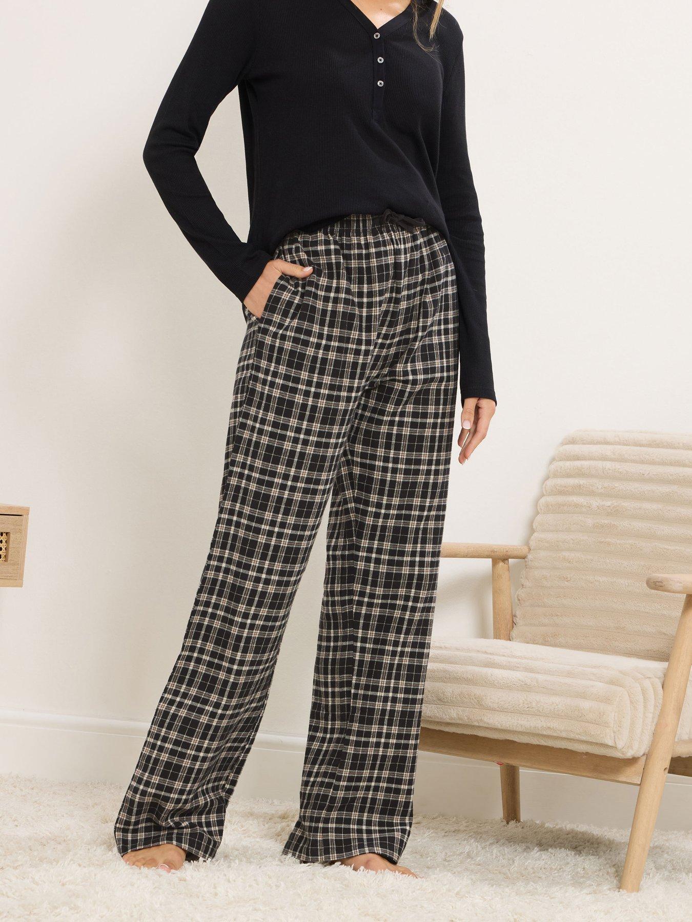  image of long-tall-sally-check-pj-pant-black