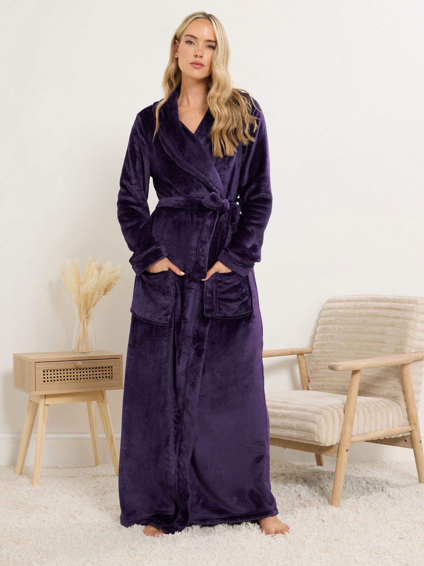 Long Tall Sally Ribbon Shawl Maxi Robe - Purple