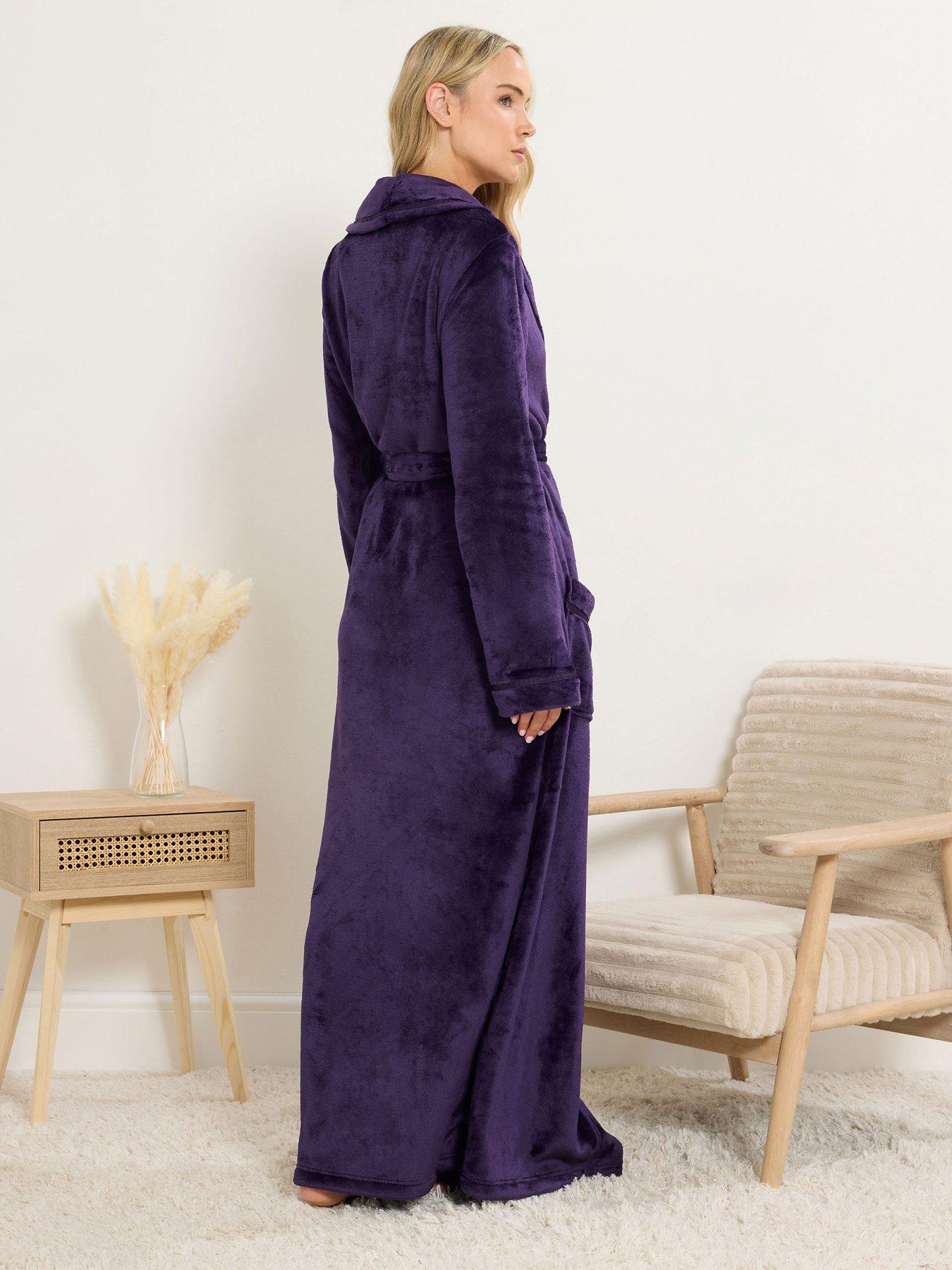 Image 2 of 4 of Long Tall Sally Tall Ribbon Shawl Maxi Robe - Purple