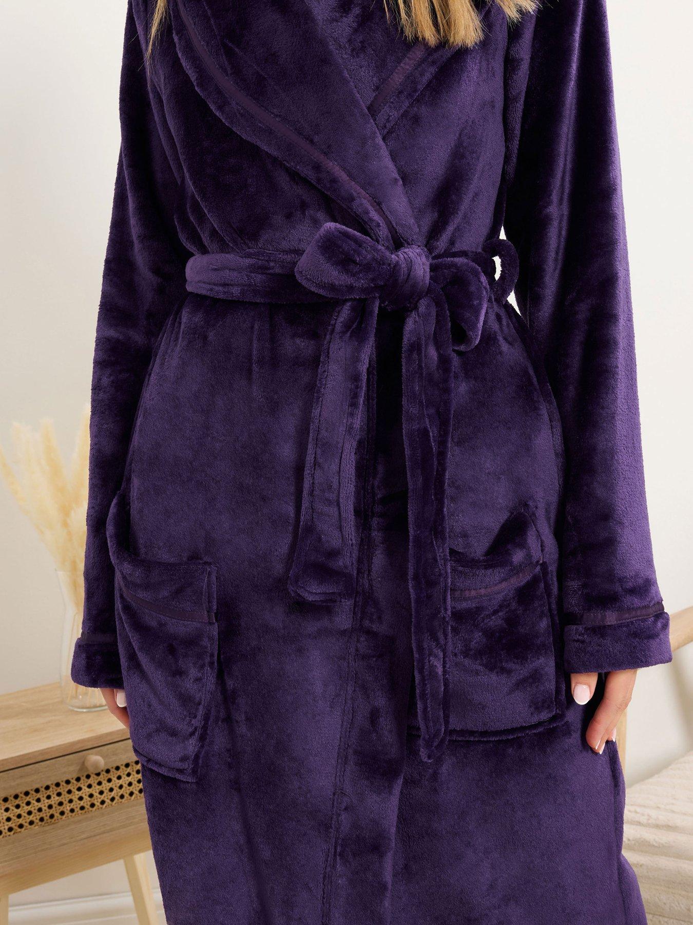 Image 4 of 4 of Long Tall Sally Tall Ribbon Shawl Maxi Robe - Purple