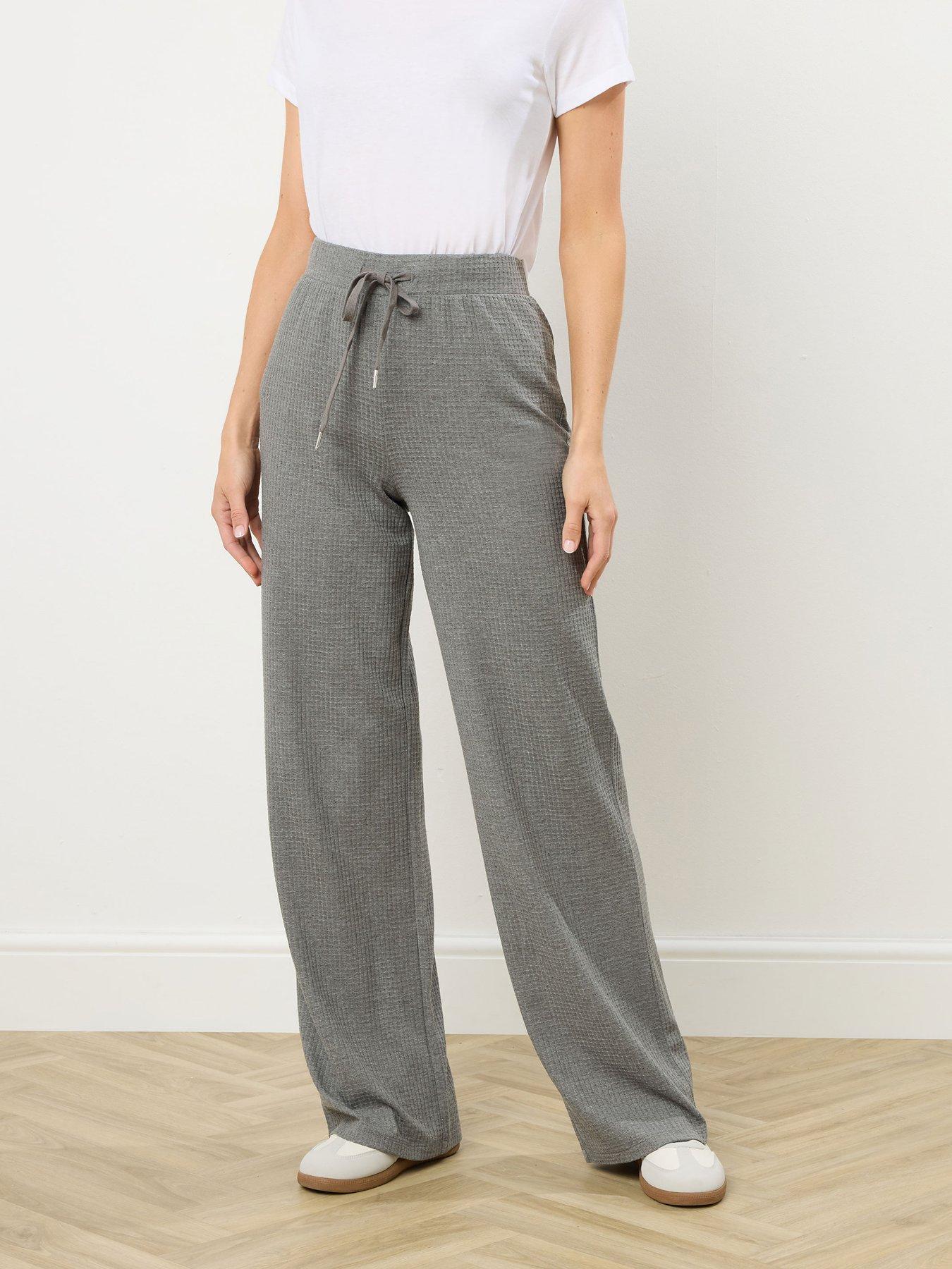  image of long-tall-sally-waffle-wide-leg-jogger-grey