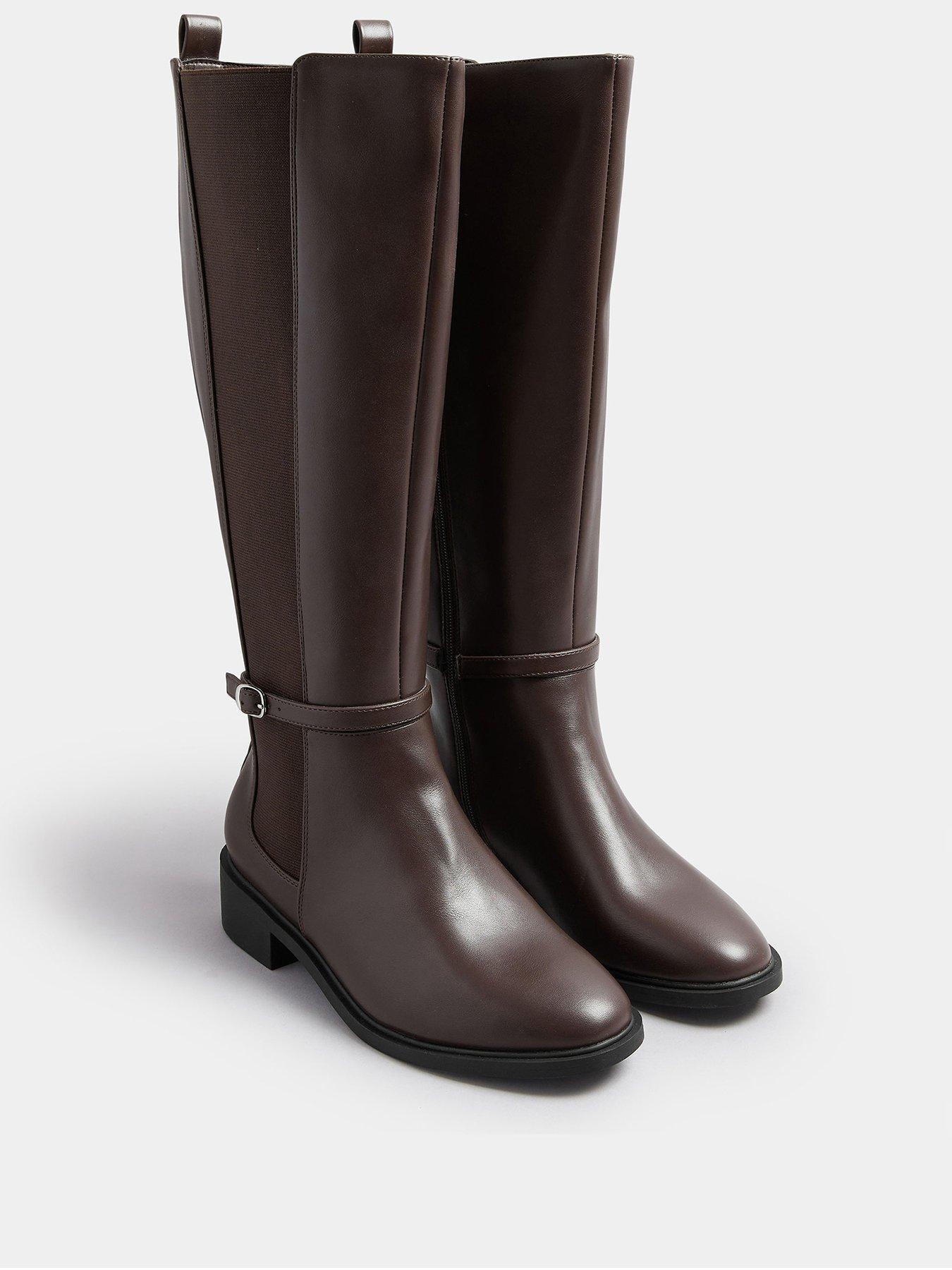  image of yours-extra-wide-fit-elastic-riding-boot-brown