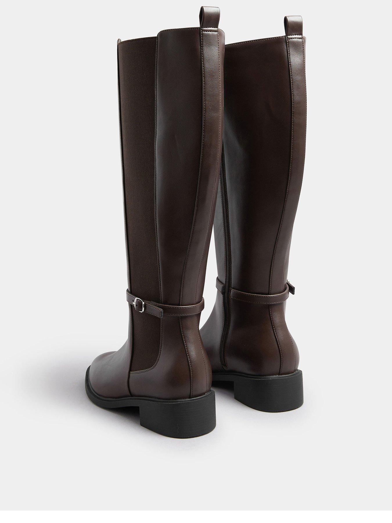  image of yours-extra-wide-fit-elastic-riding-boot-brown