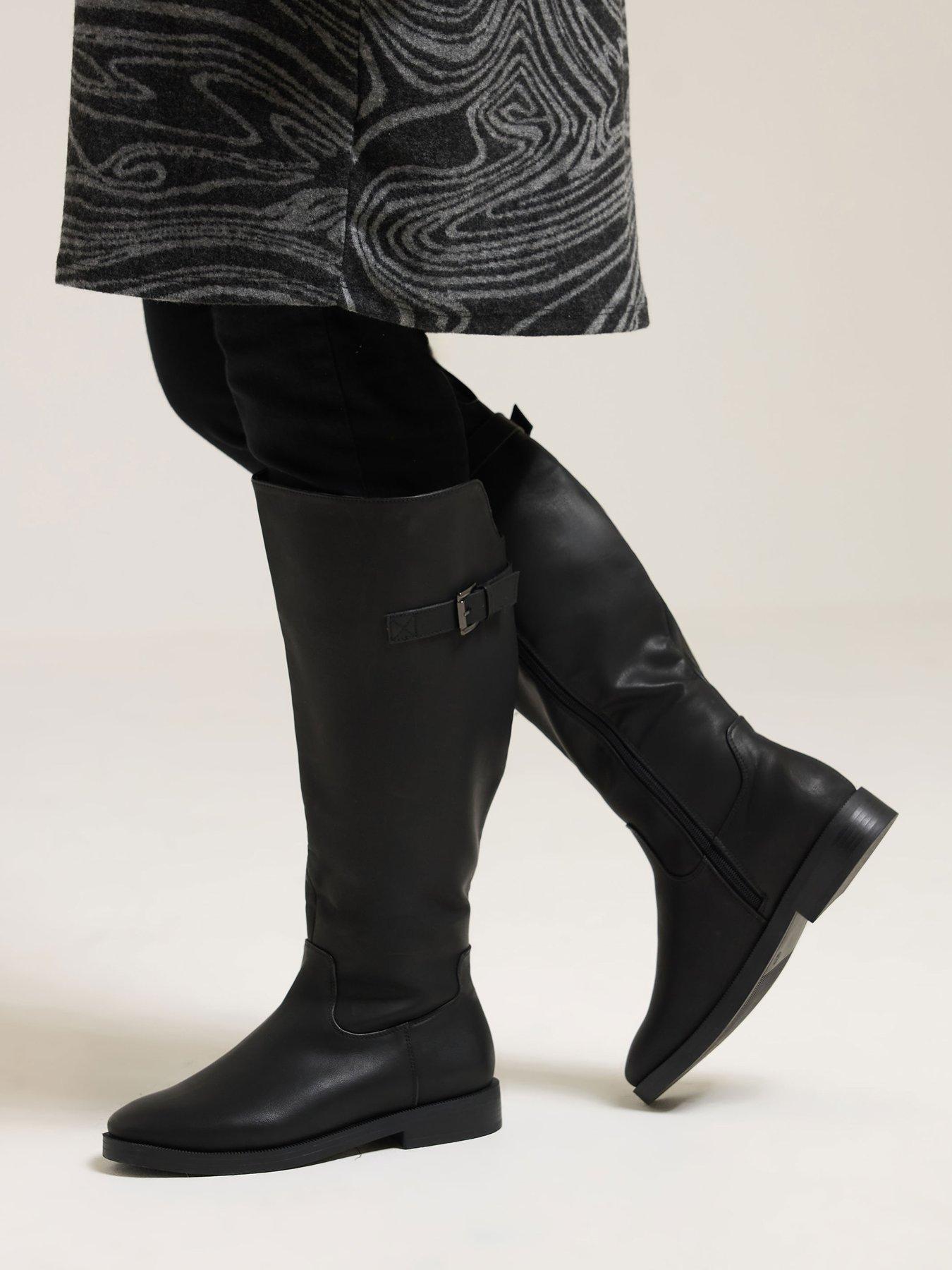 Image 4 of 4 of Yours Extra Wide Fit Metal Buckle Boot - Black