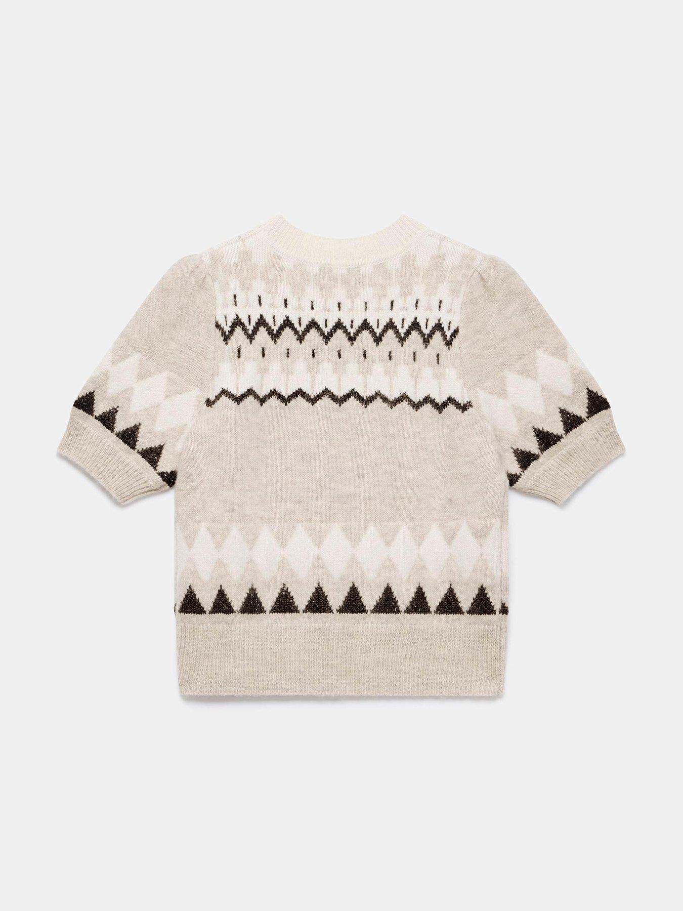 Image 6 of 6 of Mint Velvet Neutral Sequin Fairisle Top - Cream