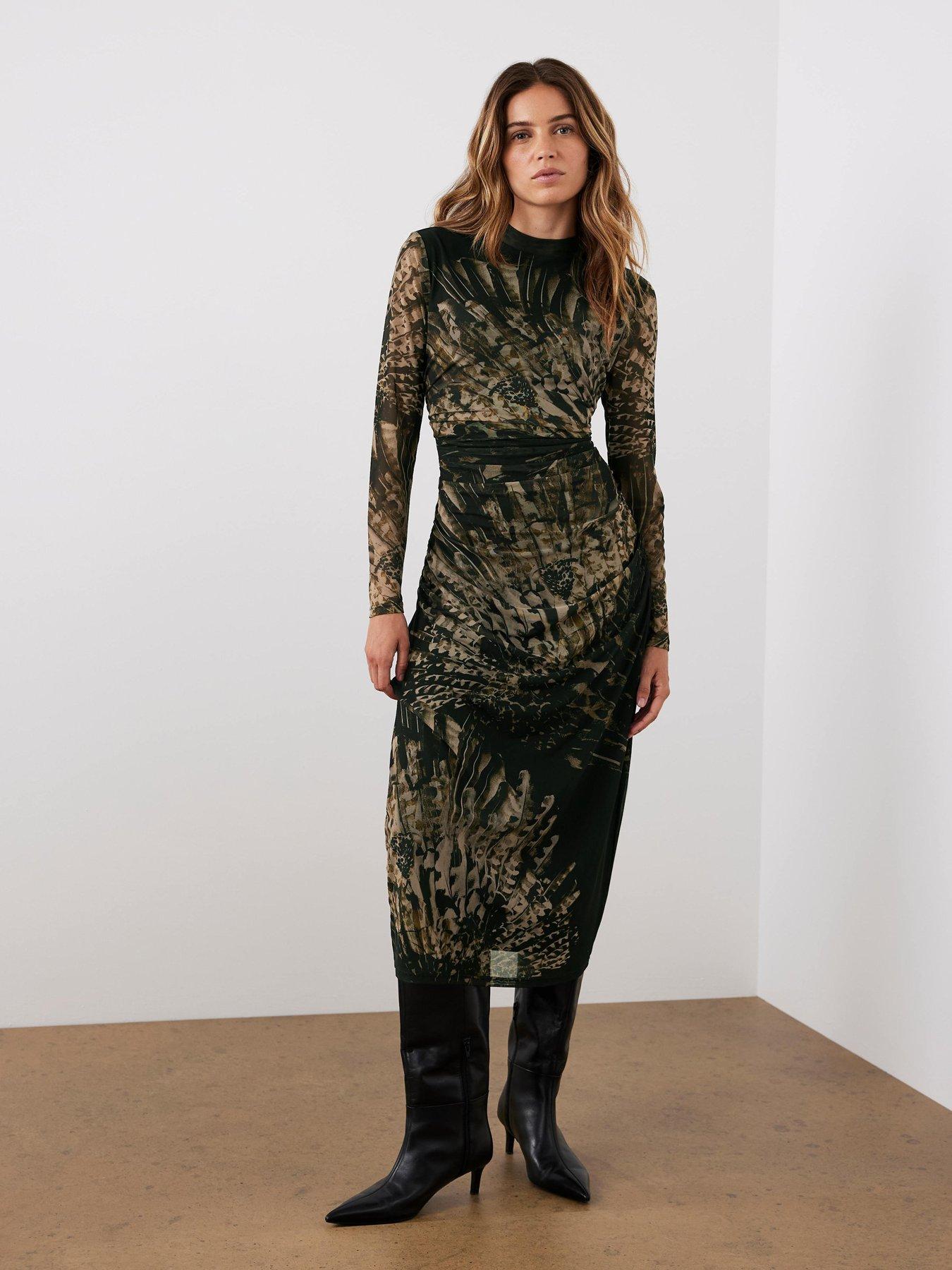 Image 4 of 6 of Mint Velvet Abstract Print Mesh Midi Dress
