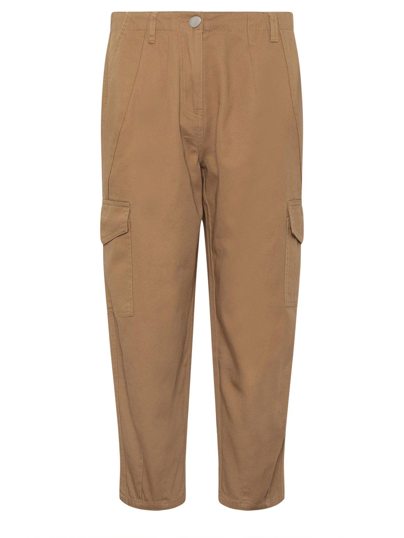  image of pixiegirl-petite-barrel-leg-cargo-trouser-brown