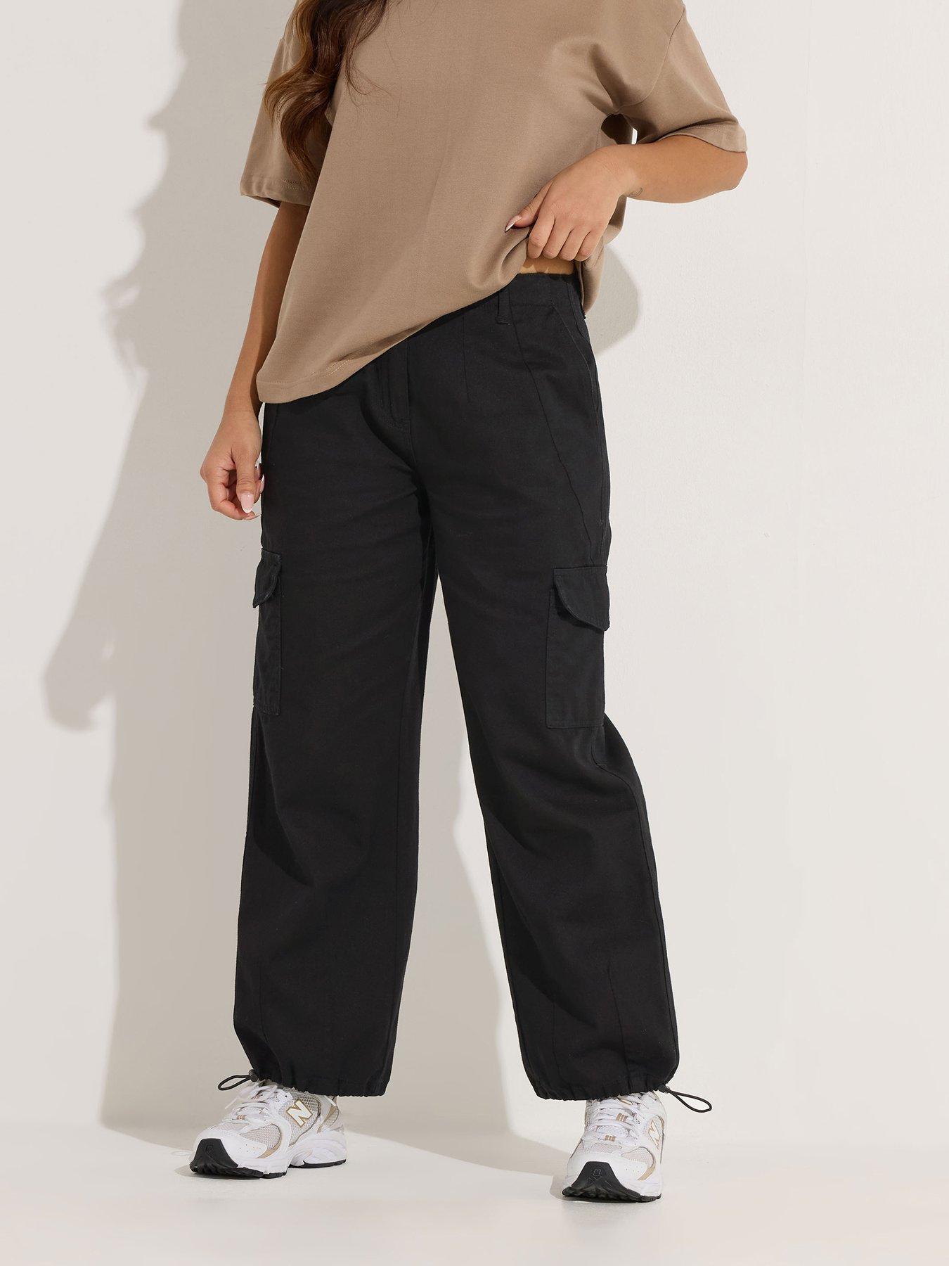 Image 1 of 5 of PixieGirl Petite Cuffed Cargo Trouser - Black