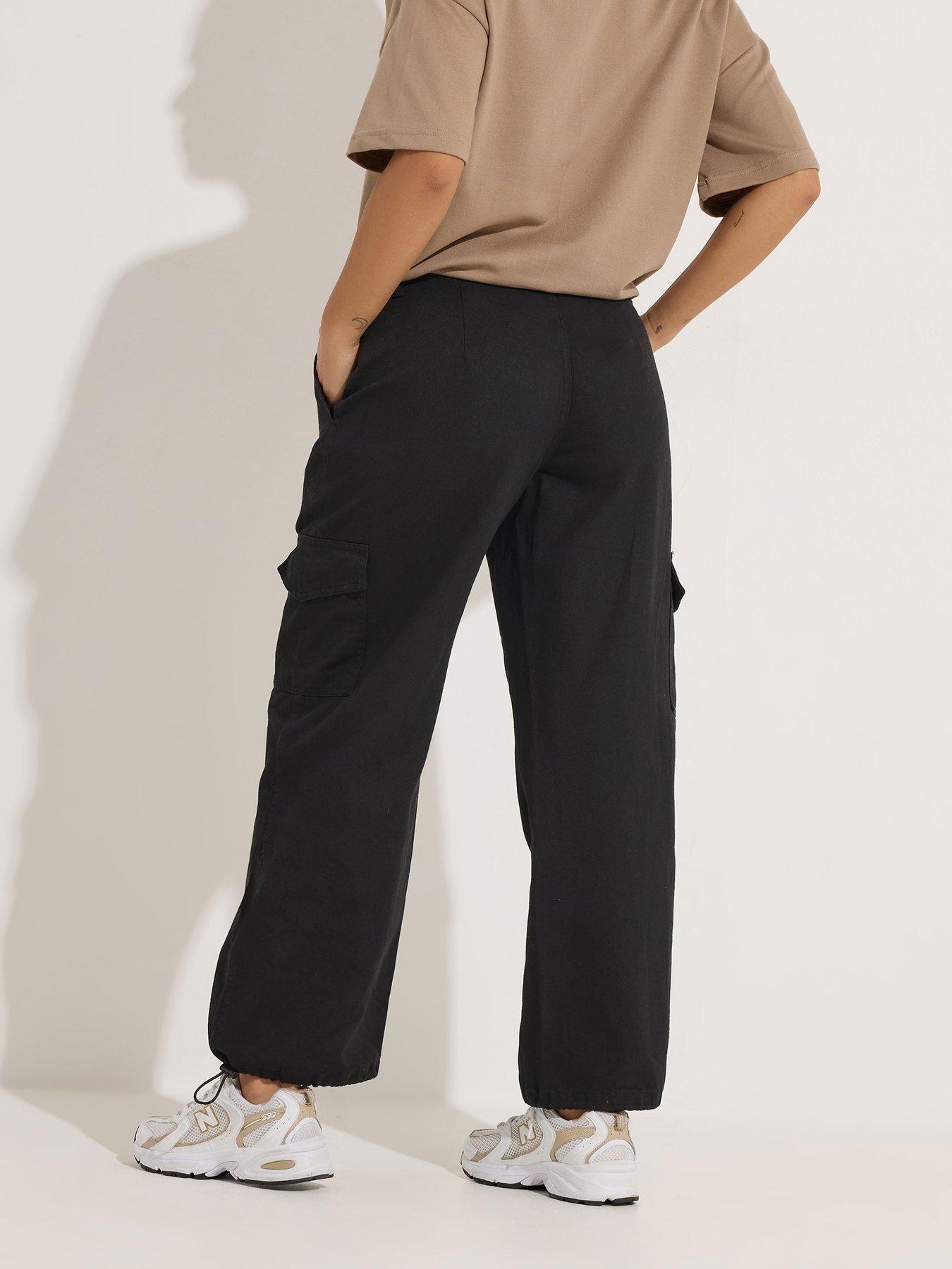 Image 2 of 5 of PixieGirl Petite Cuffed Cargo Trouser - Black