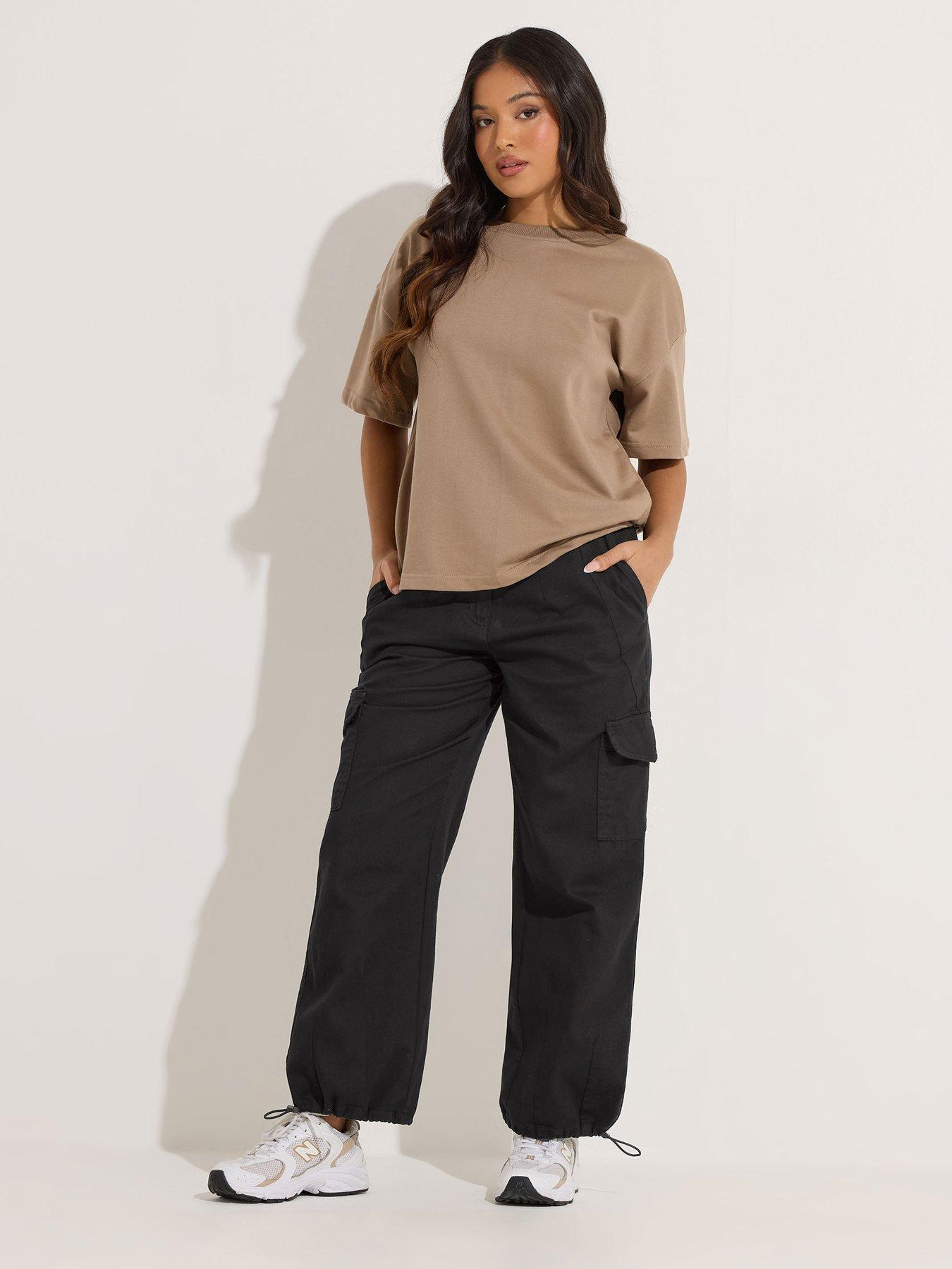 Image 3 of 5 of PixieGirl Petite Cuffed Cargo Trouser - Black