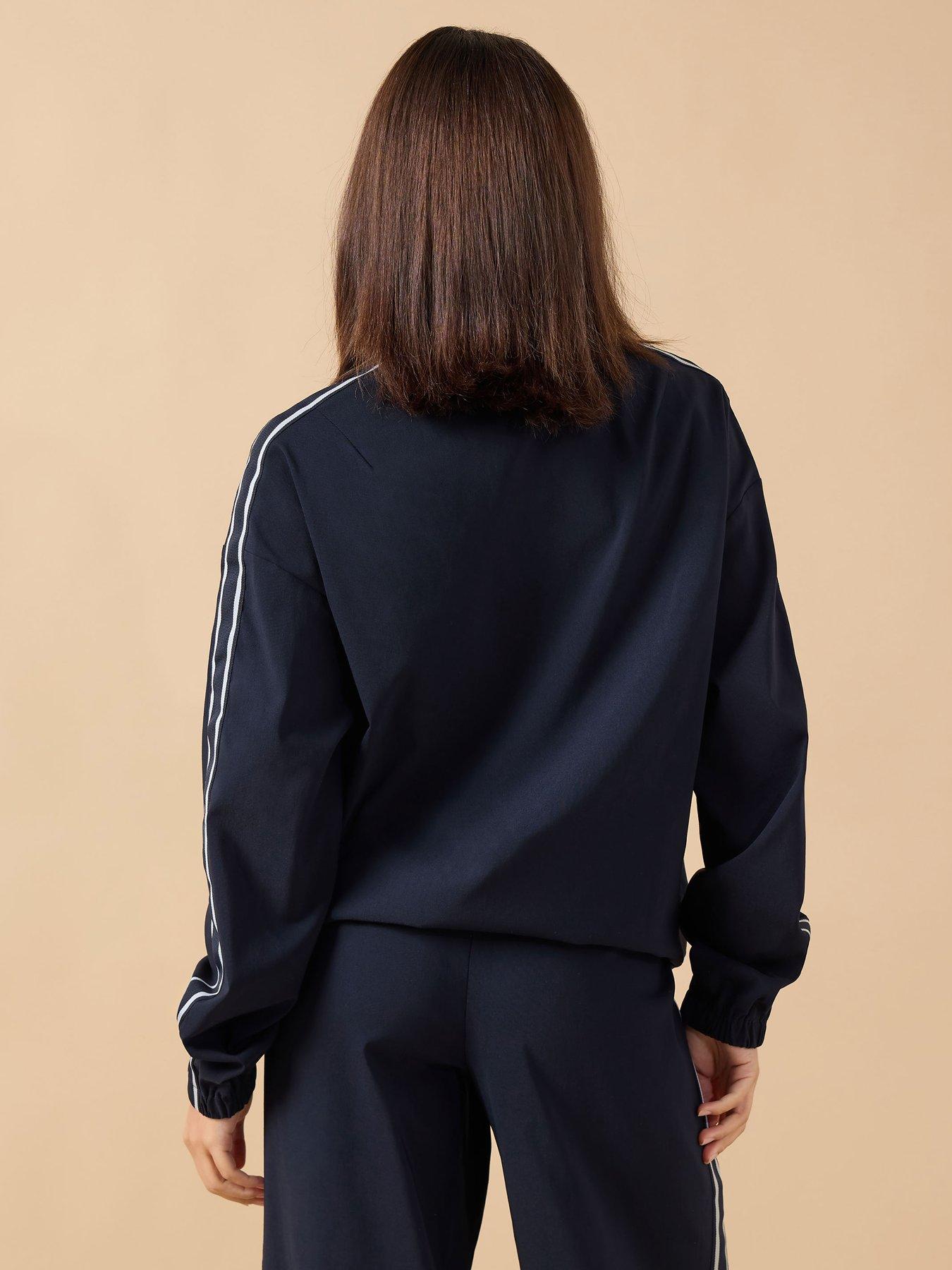  image of pixiegirl-petite-side-stripe-zip-thru-jacket-blue