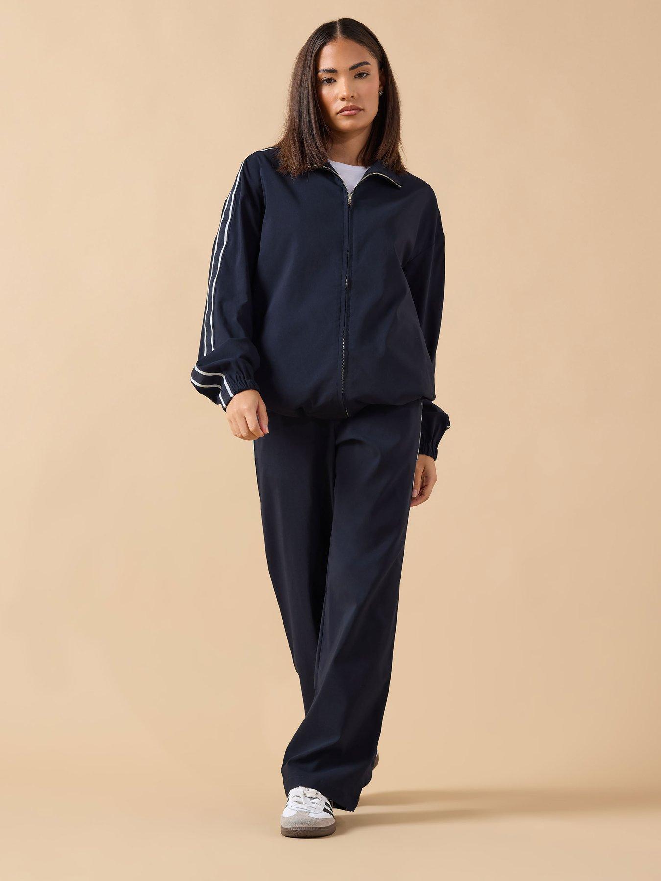  image of pixiegirl-petite-side-stripe-zip-thru-jacket-blue