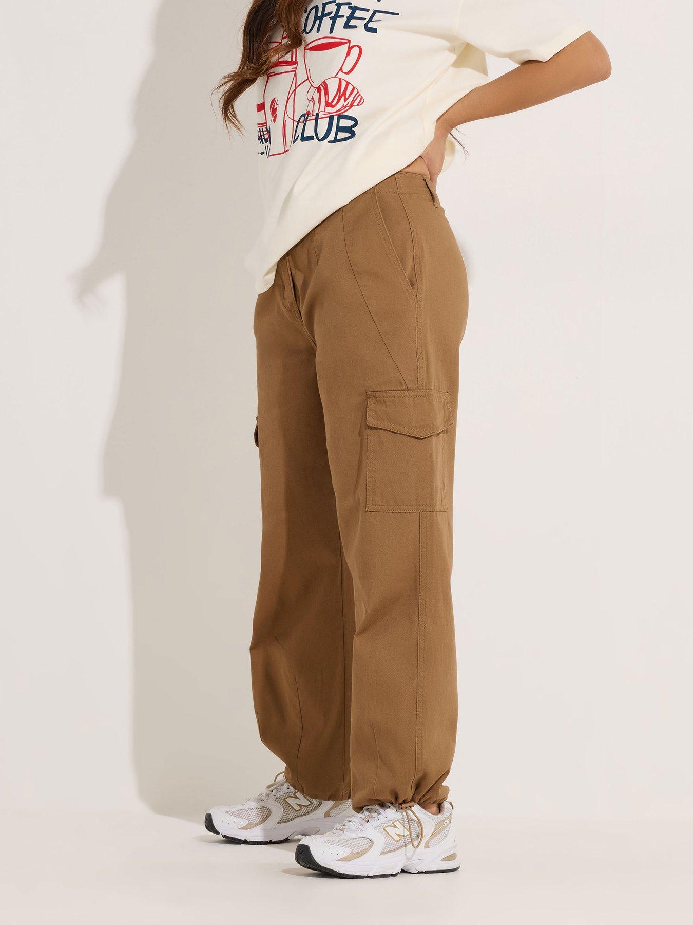Image 1 of 5 of PixieGirl Petite Cuffed Cargo Trouser - Brown