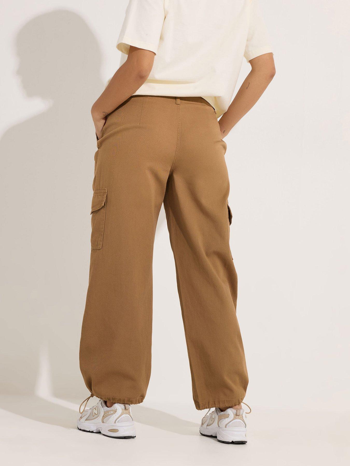 Image 2 of 5 of PixieGirl Petite Cuffed Cargo Trouser - Brown