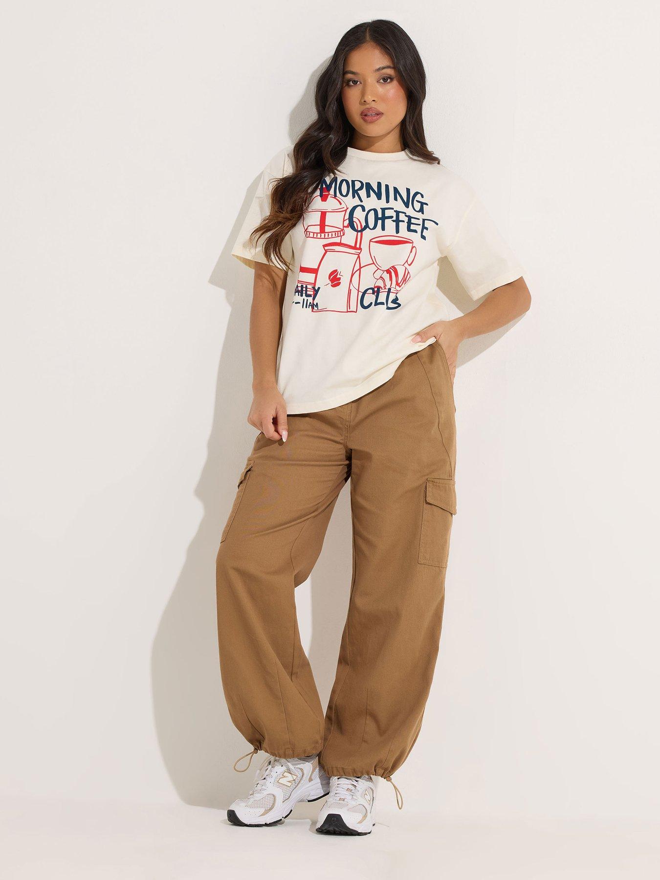 Image 3 of 5 of PixieGirl Petite Cuffed Cargo Trouser - Brown