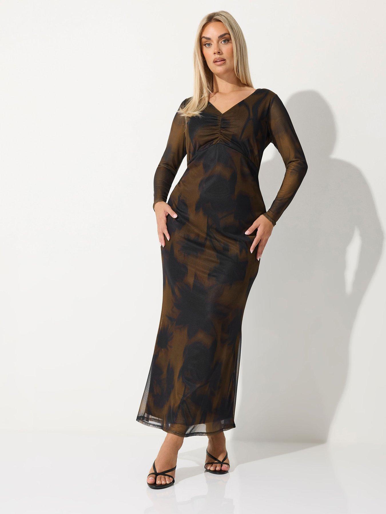 Yours Curve Floral Blur Bust Detail Dress