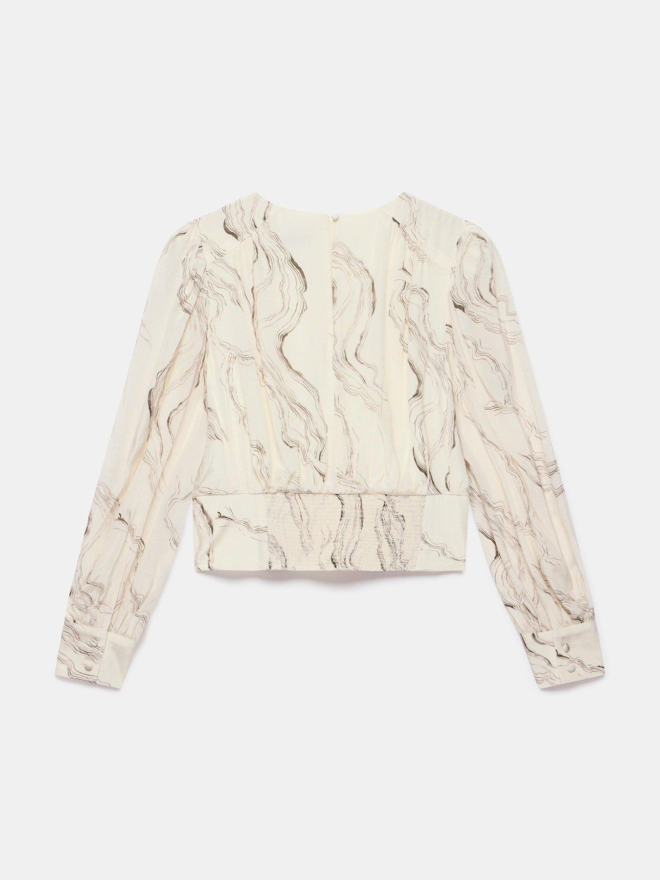  image of mint-velvet-marble-print-blouse-cream