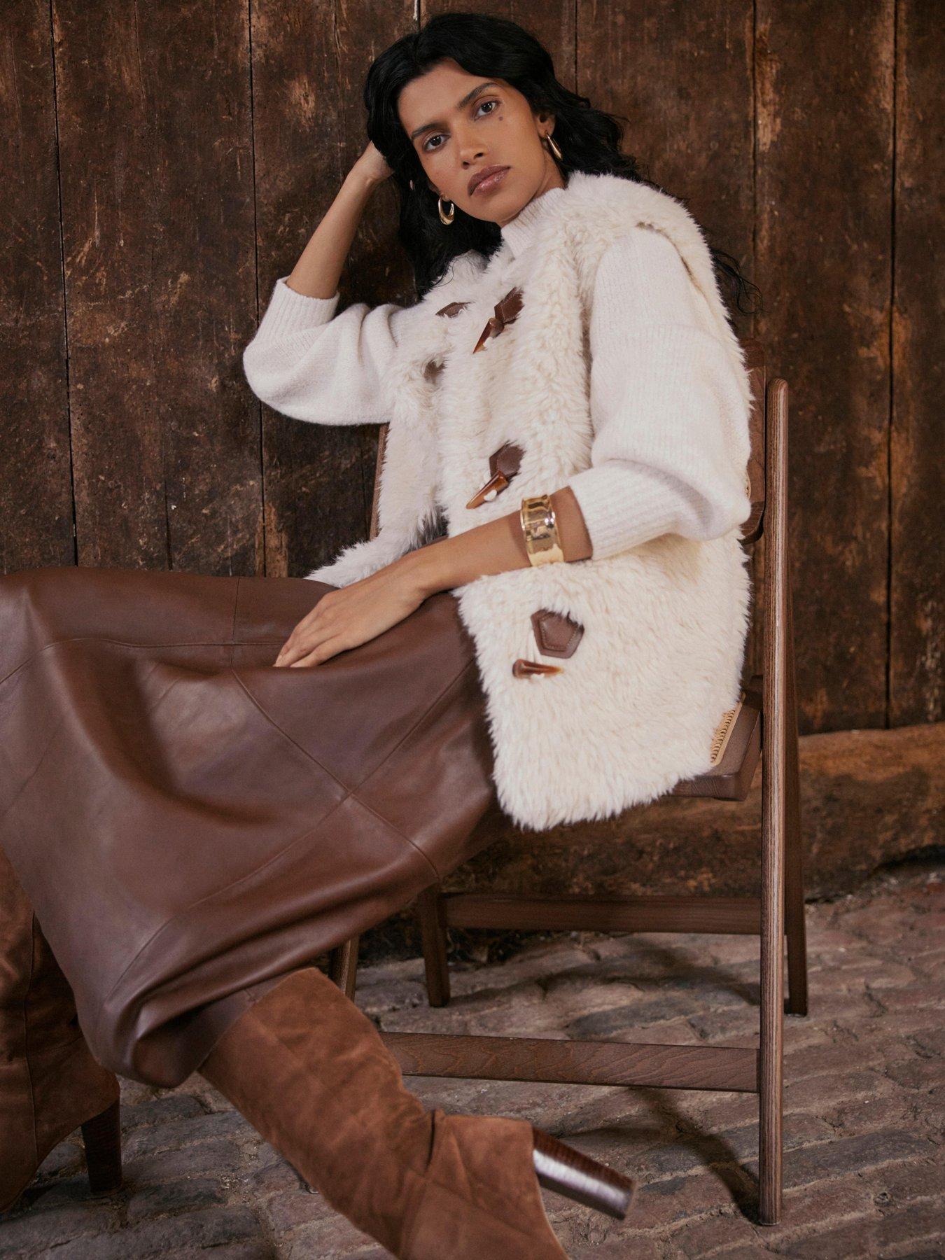undefined Cream Faux Fur Toggle Gilet