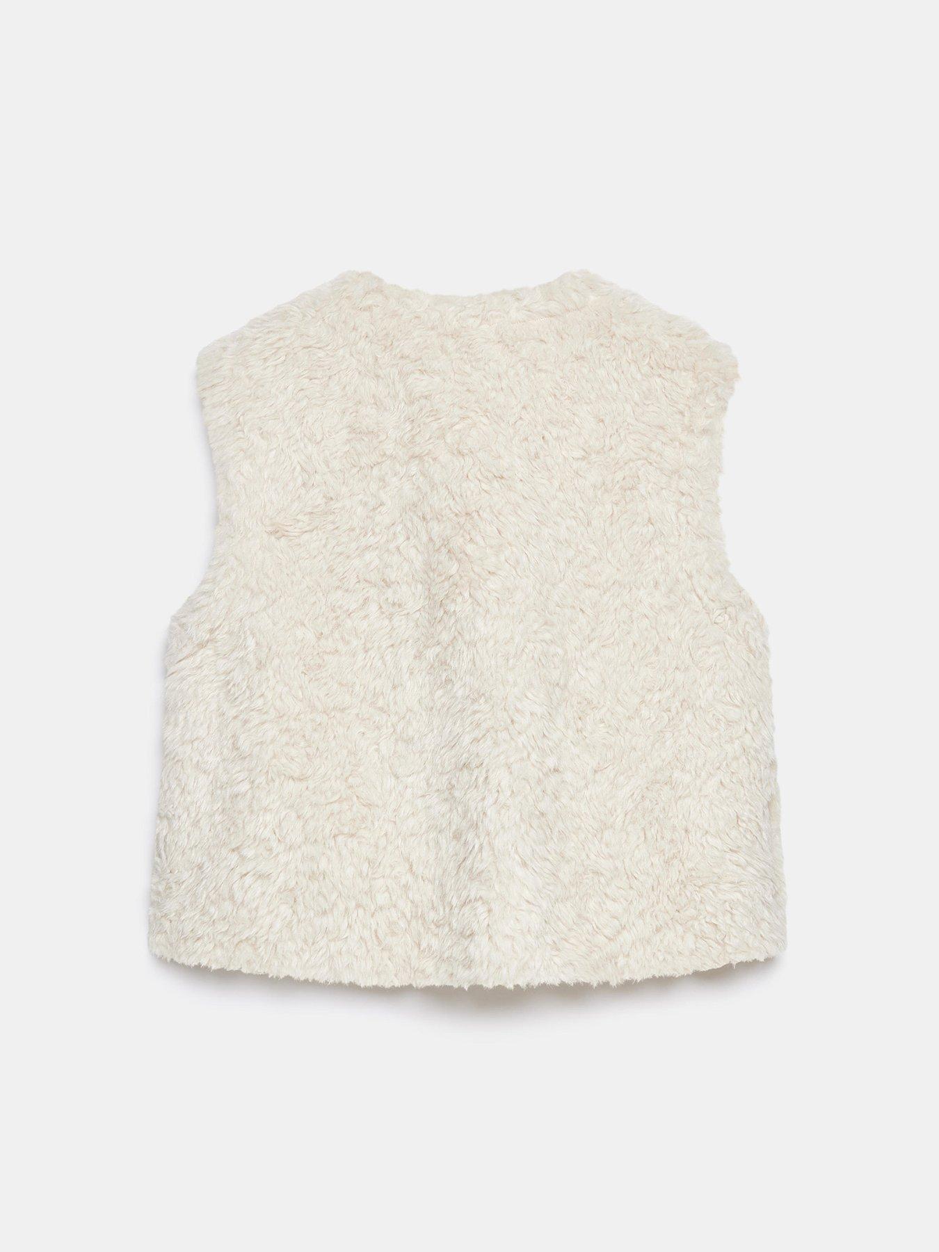  image of mint-velvet-cream-faux-fur-toggle-gilet-beige