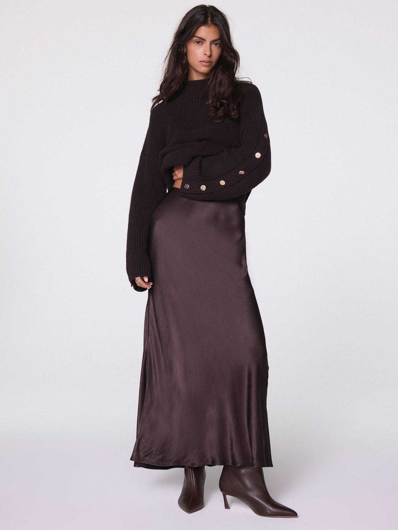 Image 1 of 6 of Mint Velvet Button Detail Jumper - Brown