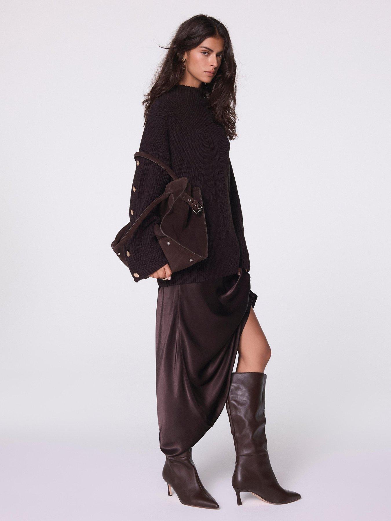 Image 2 of 6 of Mint Velvet Button Detail Jumper - Brown