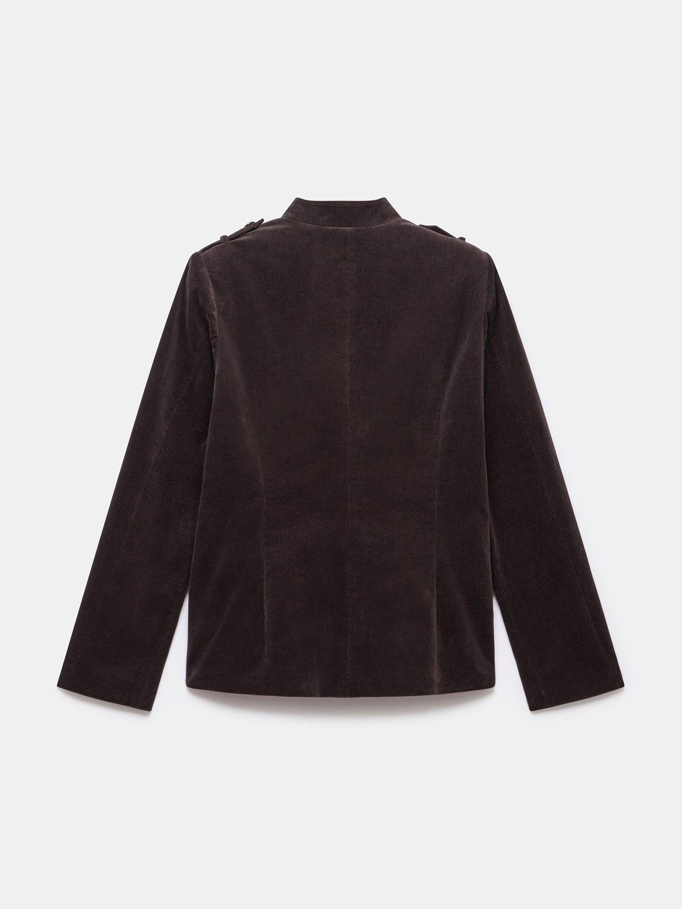  image of mint-velvet-chocolate-cord-military-jacket-brown