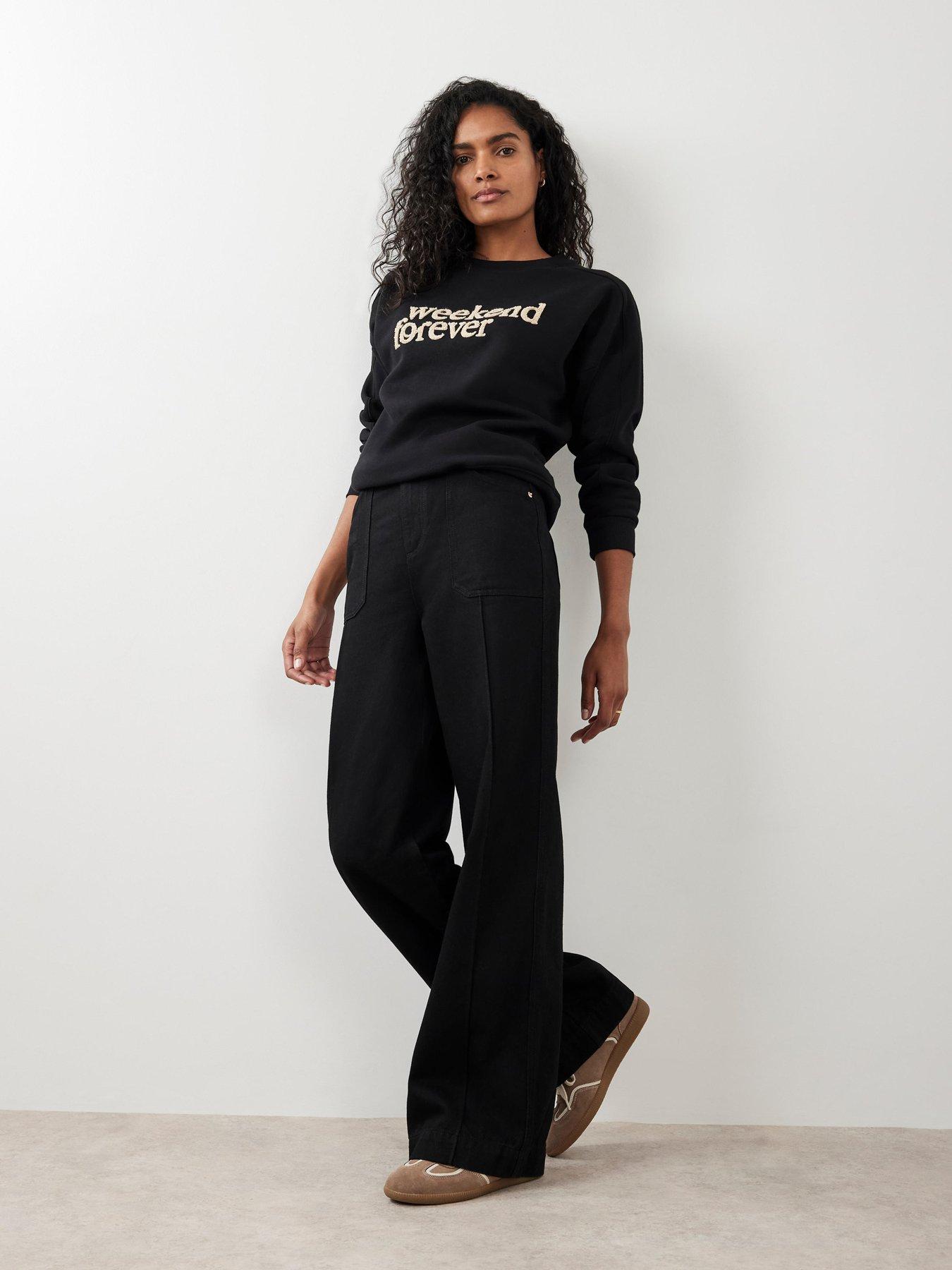 undefined Black Pull On Wide Jean
