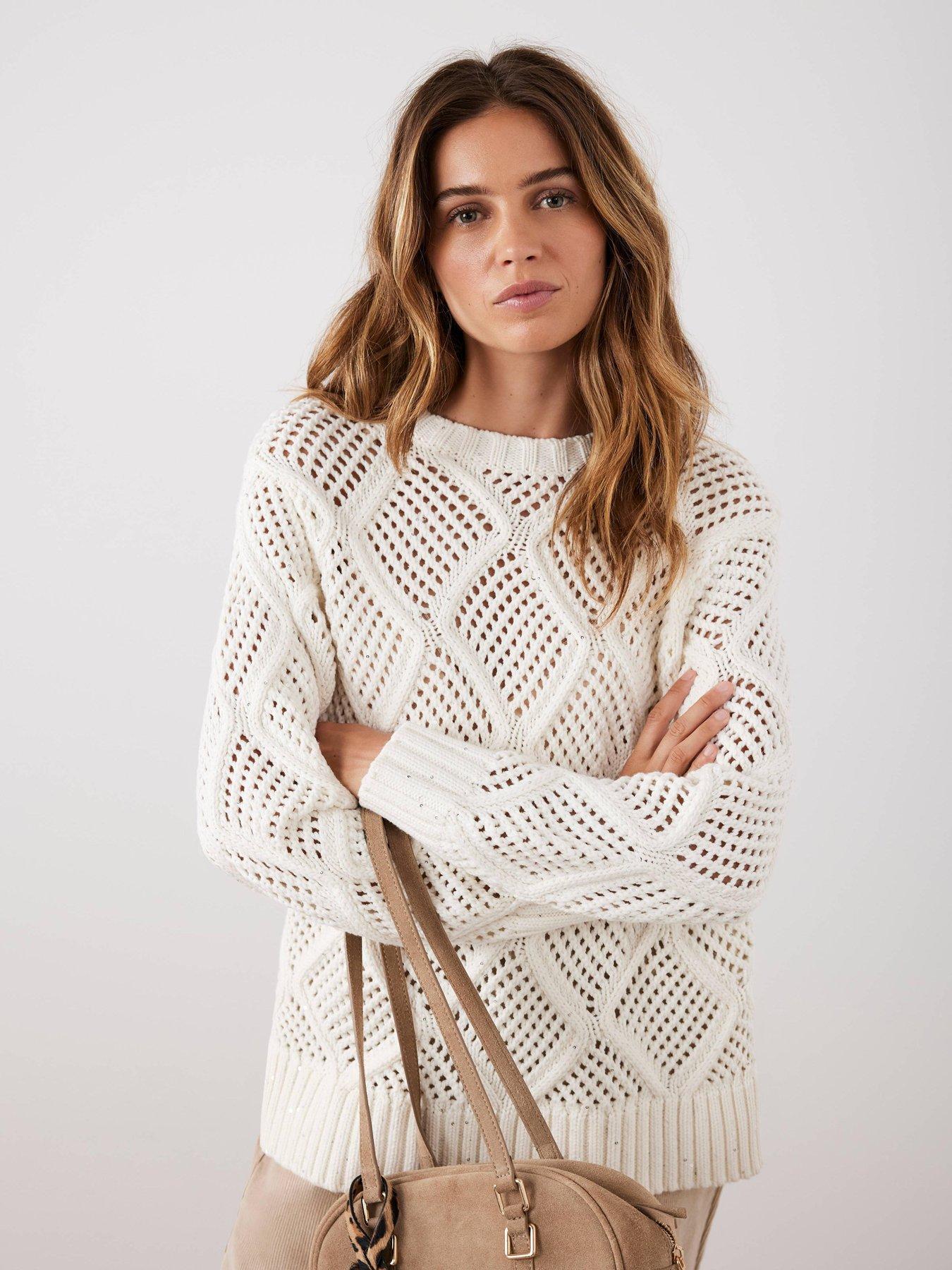 undefined Cream Sequin Stitch Jumper