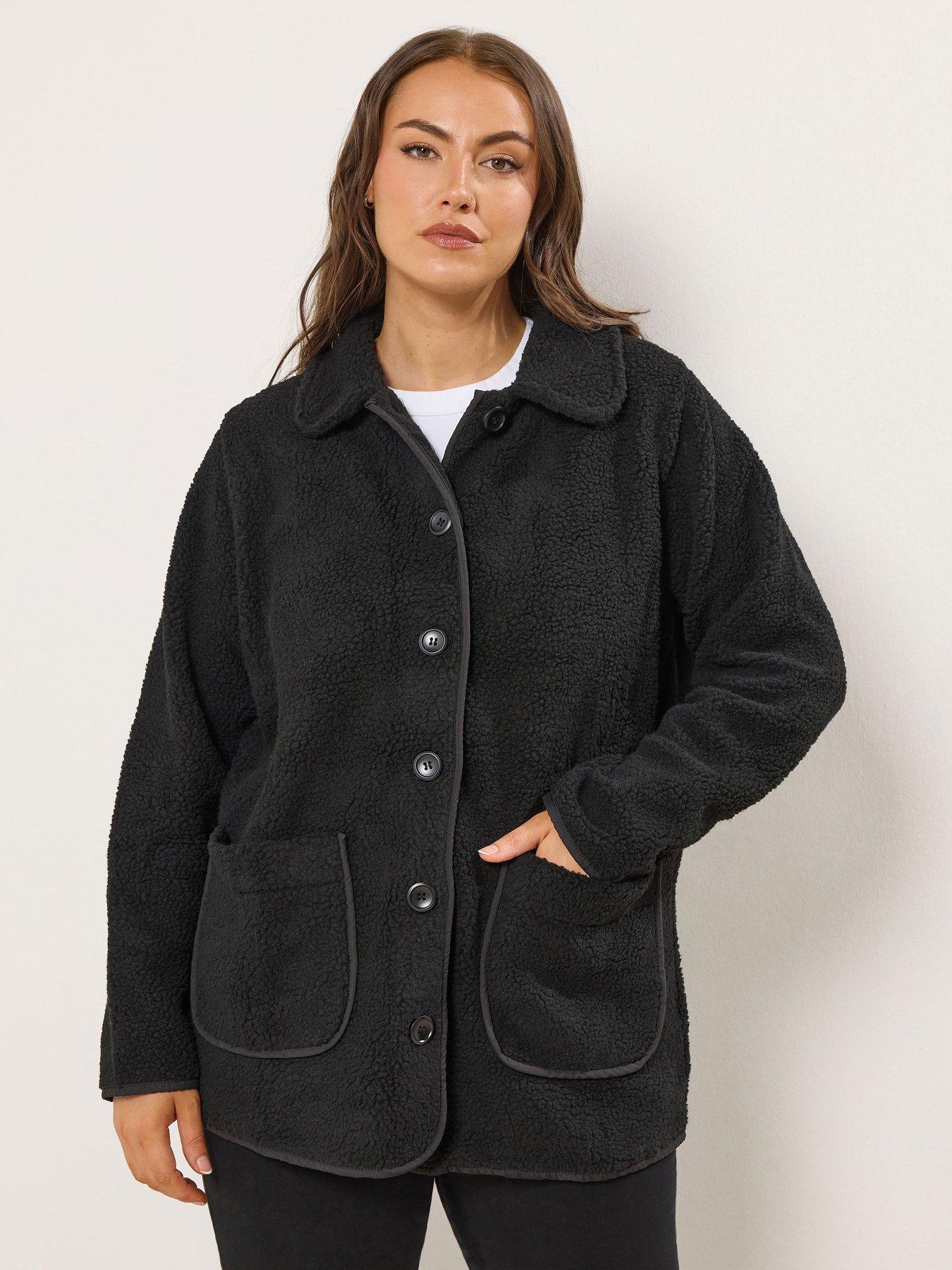 Yours Curve Button Front Teddy Fleece