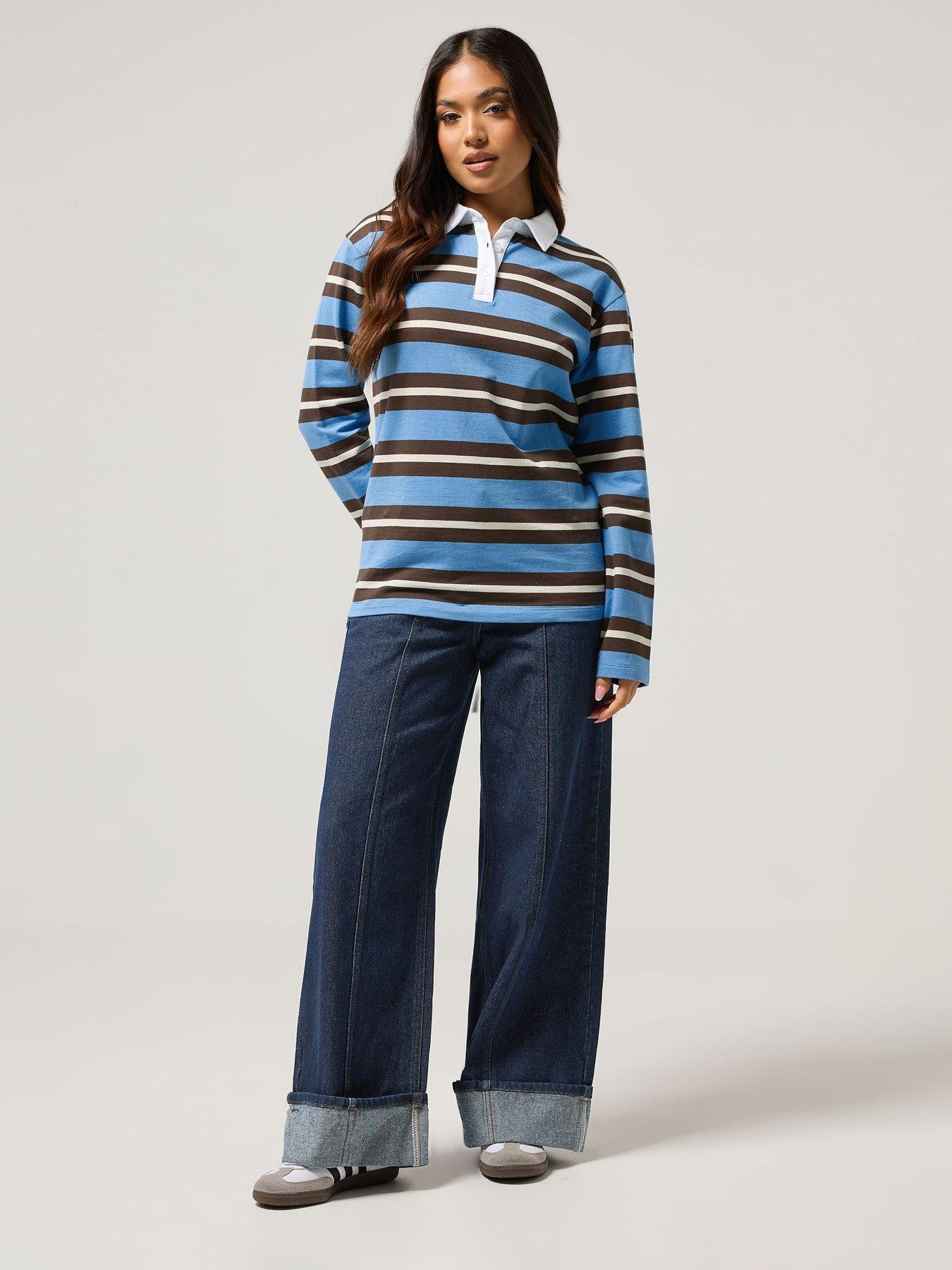  image of pixiegirl-petite-rugby-sweatshirt-stripe-blue