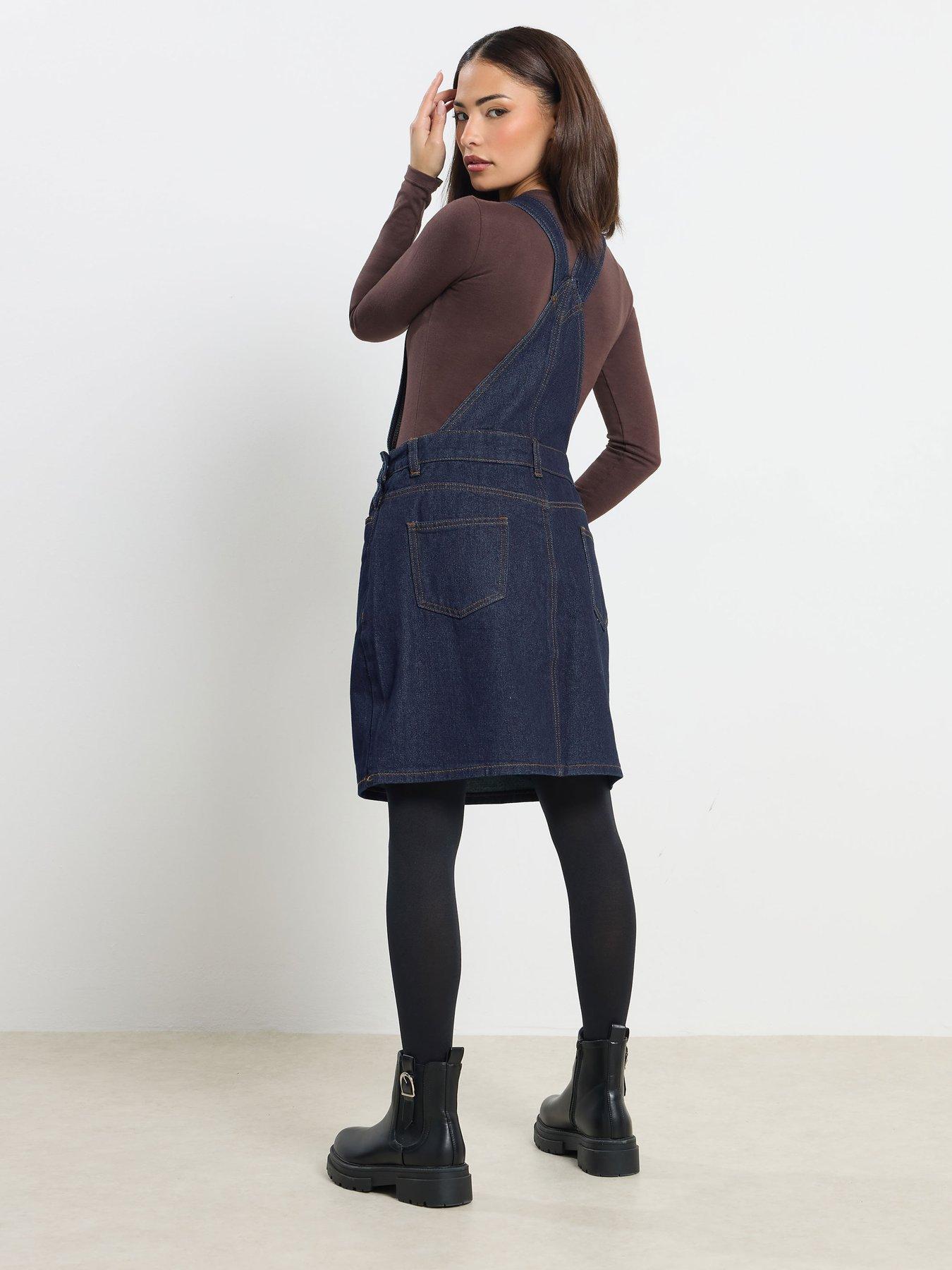 stillFront image of pixiegirl-petite-denim-dungaree-mini-dress