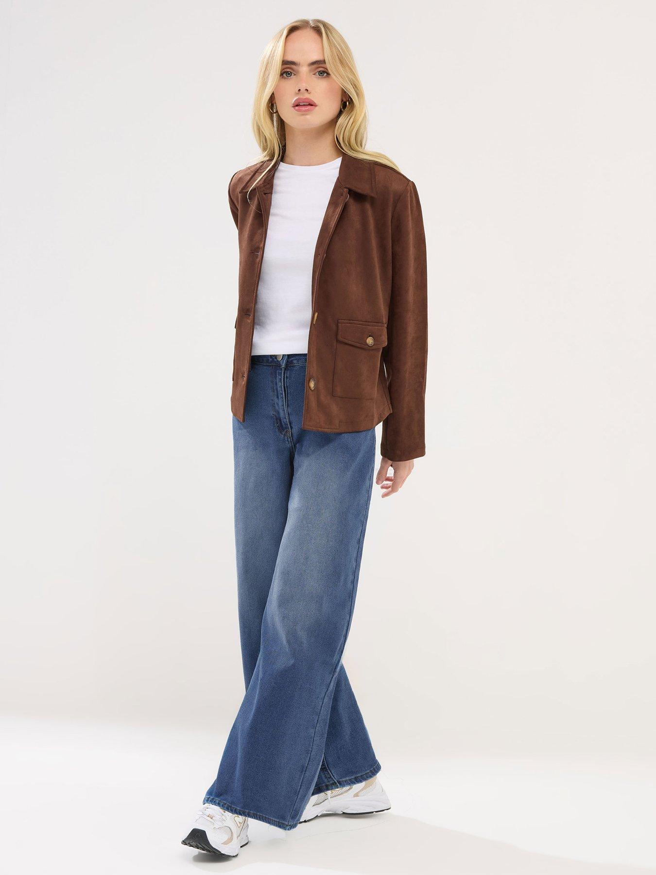 Image 1 of 4 of PixieGirl Petite Stretch Palazzo Jeans - Blue