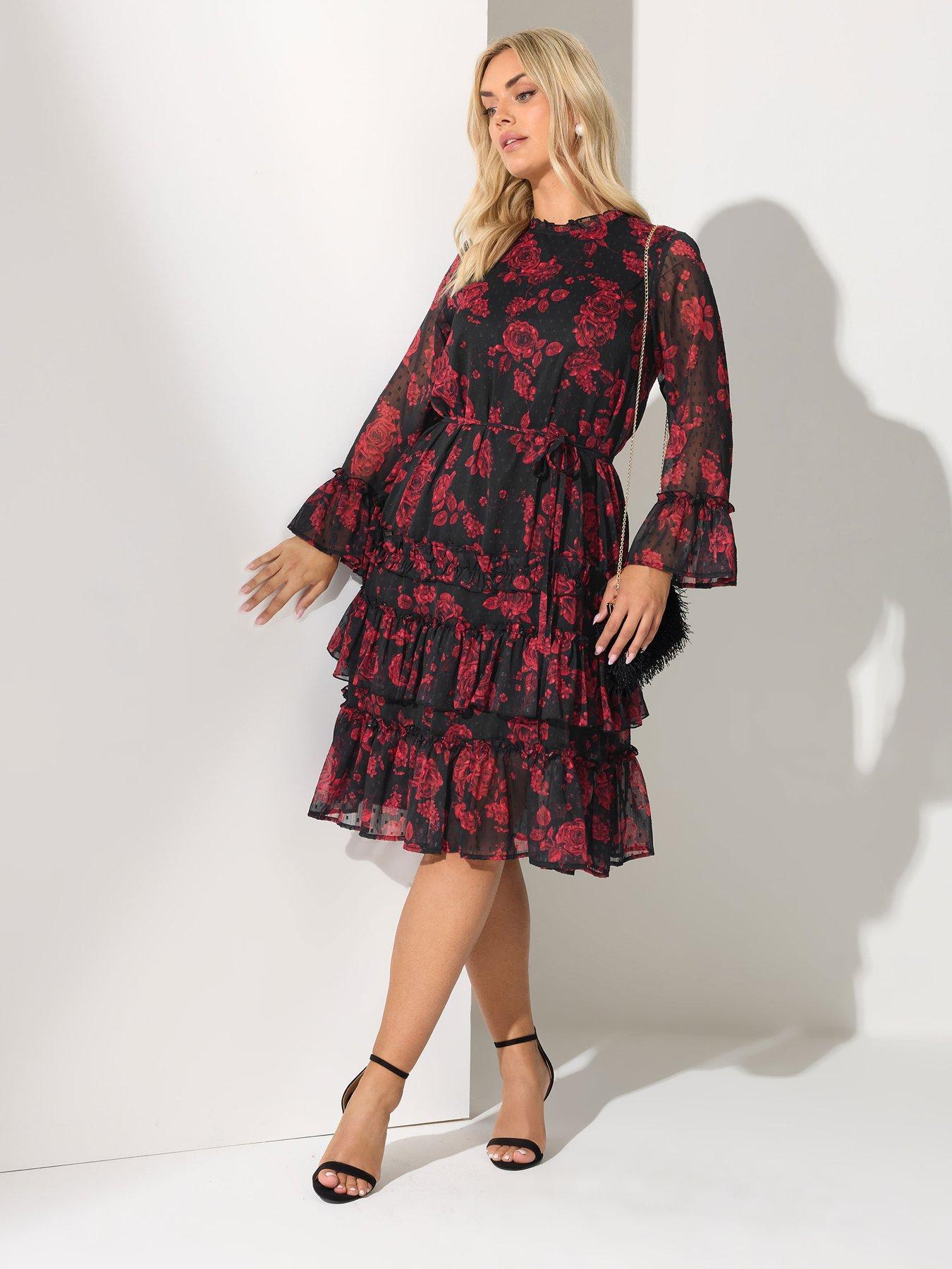 Yours Curve Ruffle Dress - Black