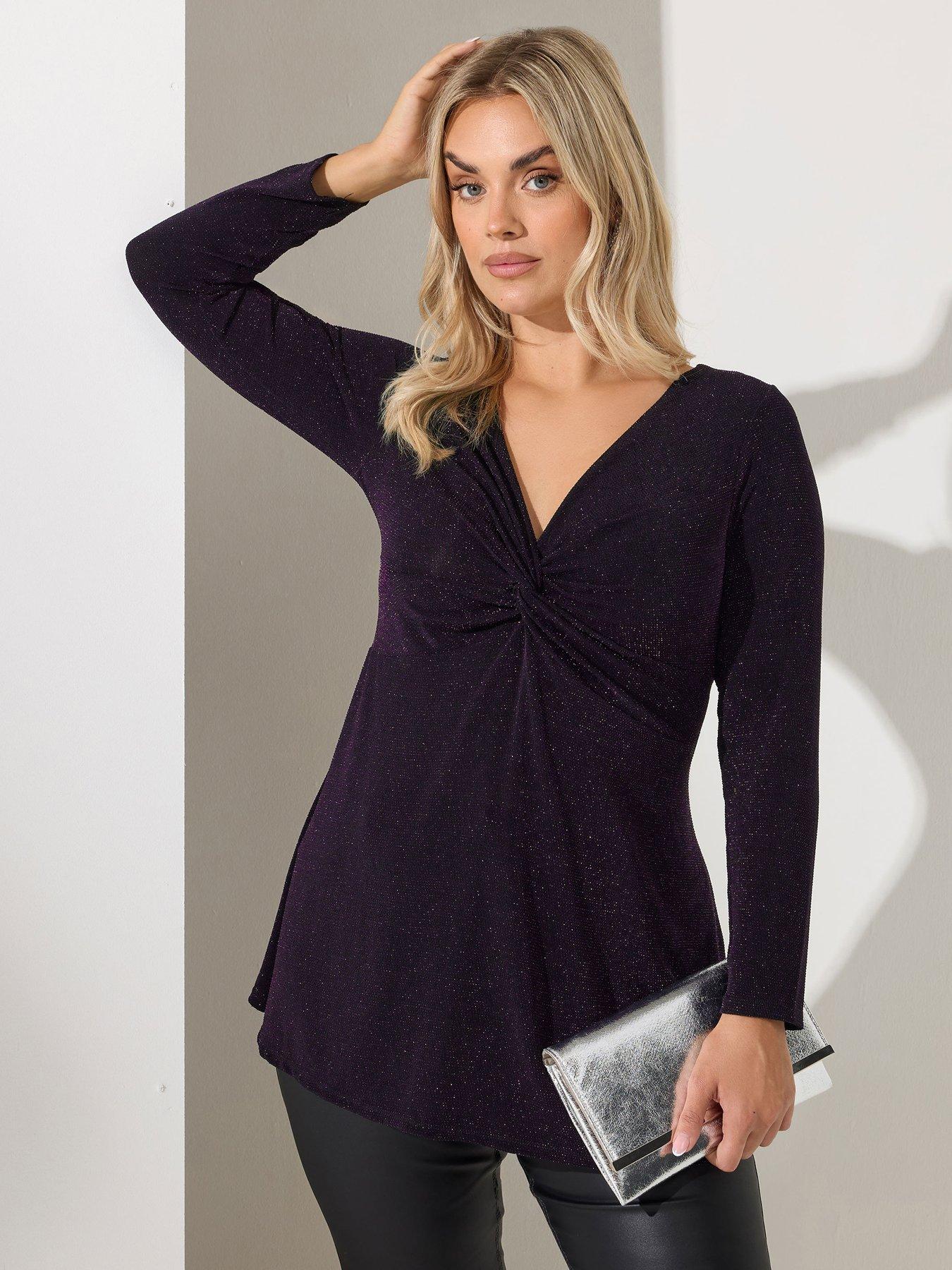 Yours Curve Metallic Knot Top - Purple