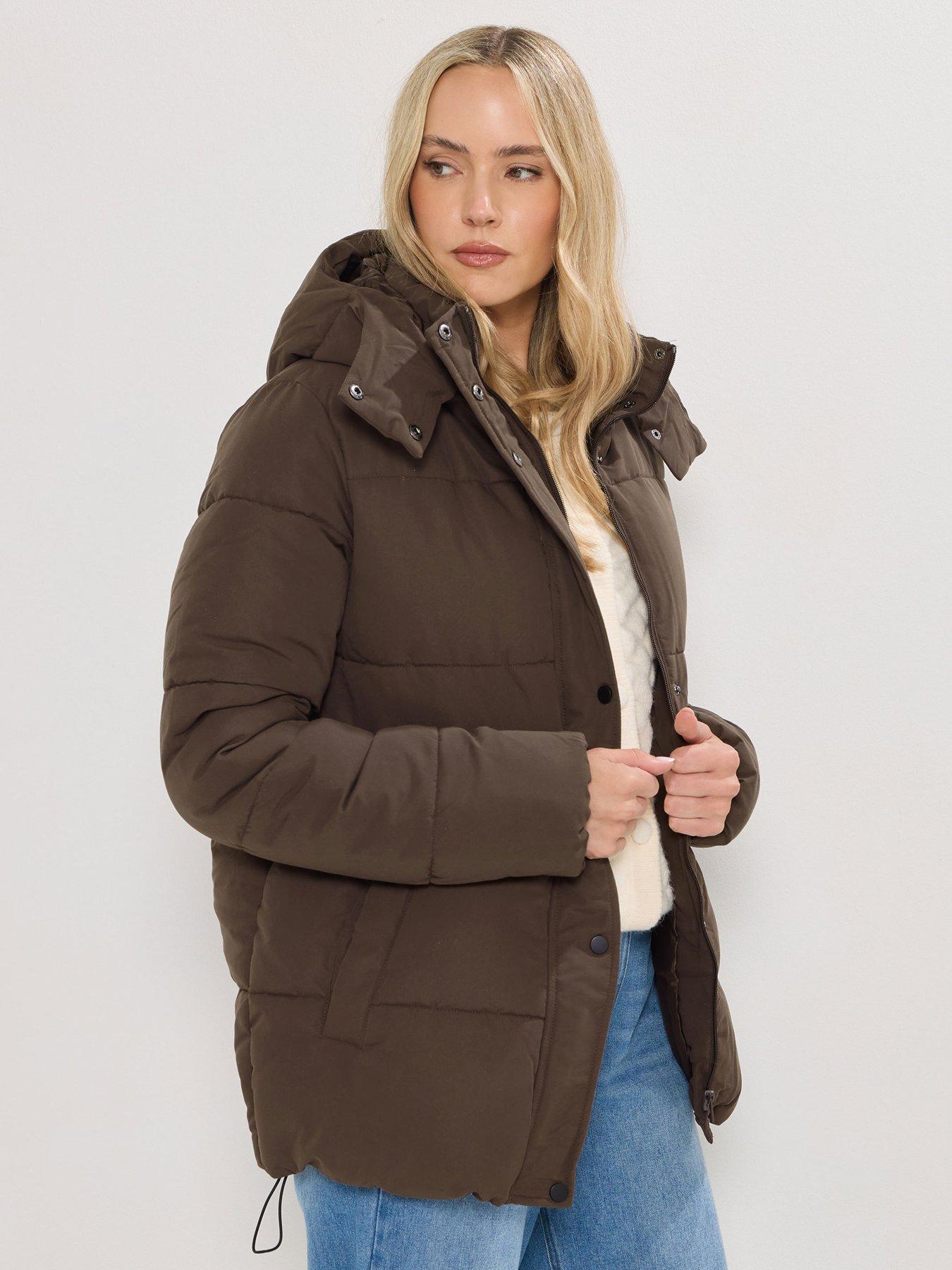 Image 1 of 4 of Long Tall Sally Short Padded Coat - Brown