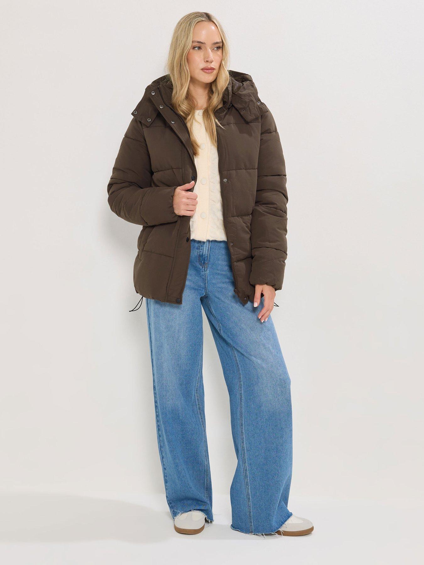 Image 3 of 4 of Long Tall Sally Short Padded Coat - Brown