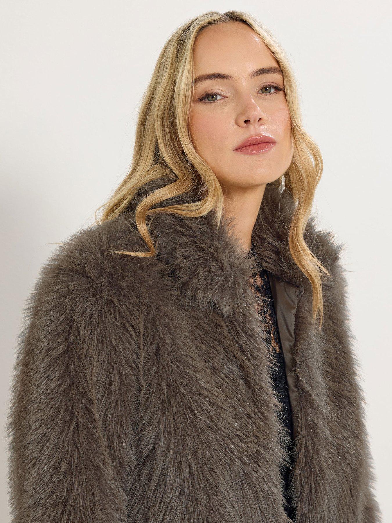  image of long-tall-sally-faux-fur-jacket-brown