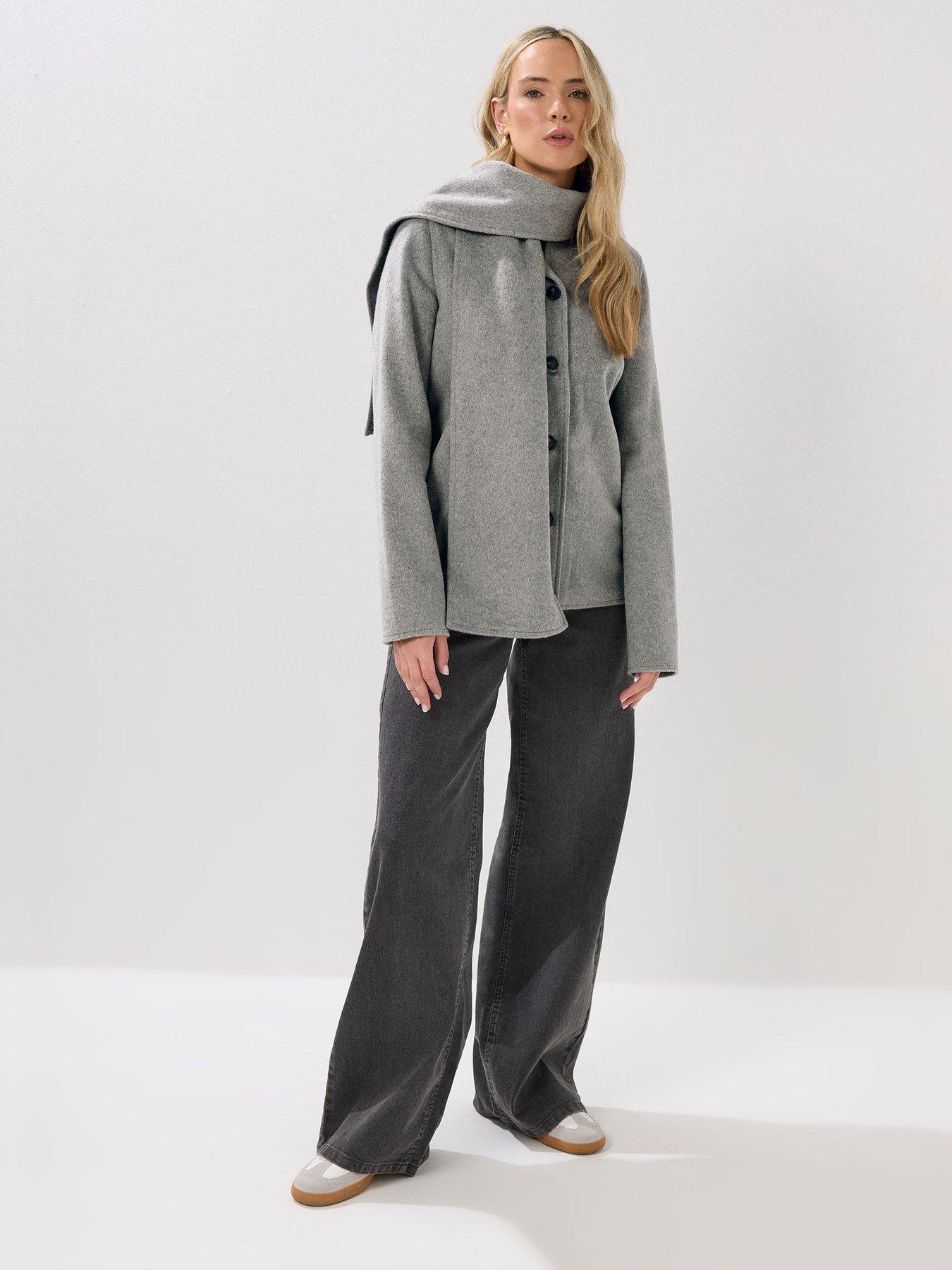 Image 3 of 4 of Long Tall Sally Scarf Coat - Grey