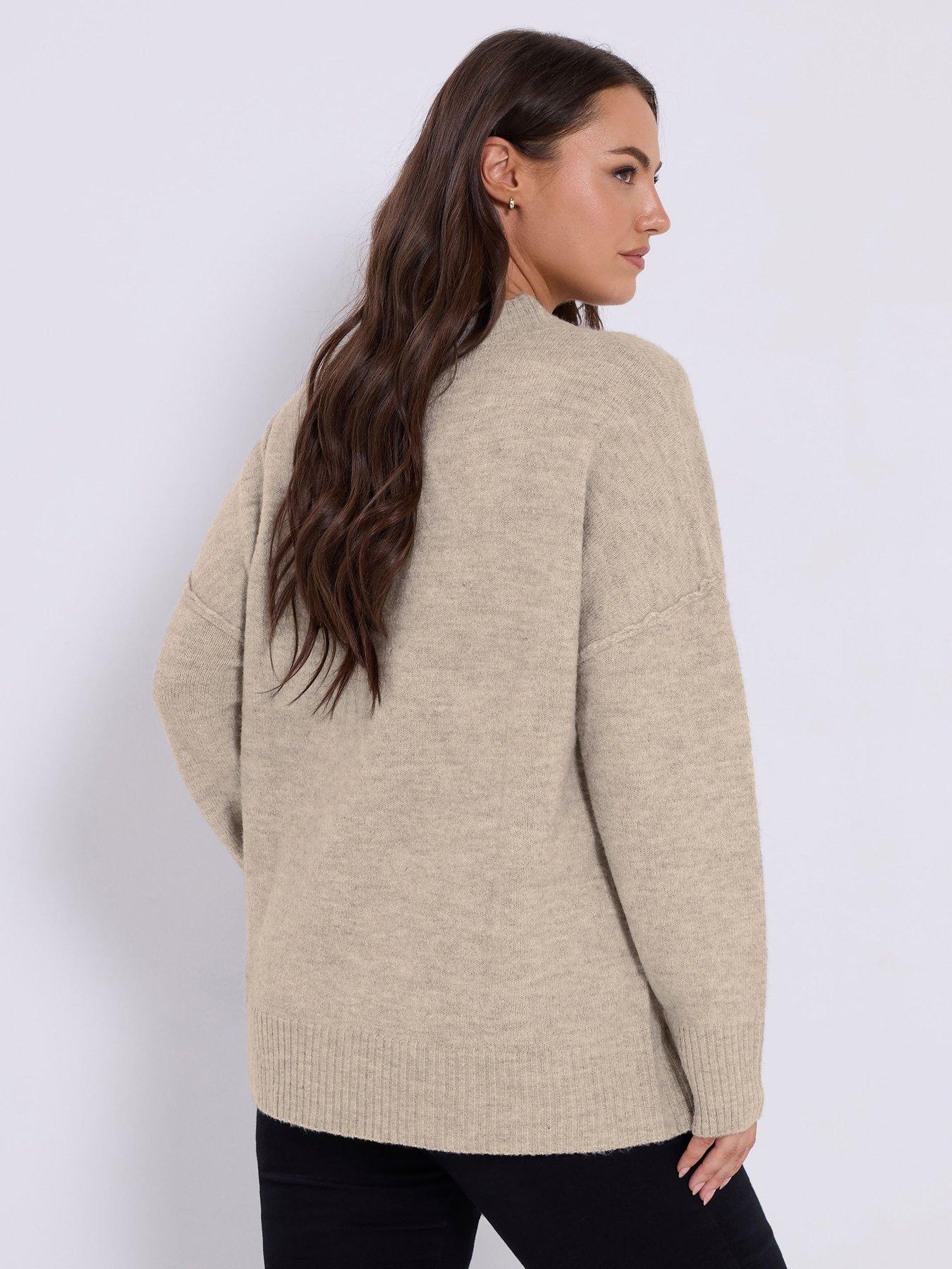 Image 2 of 4 of Yours Curve Drop Shoulder Seam Detail Jumper - Natural