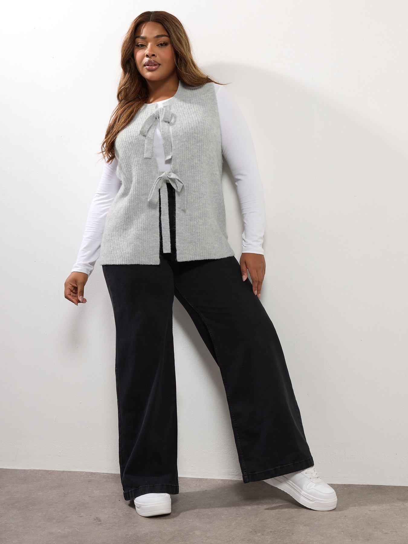 Image 3 of 4 of Yours Curve Double Tie Vest - Grey