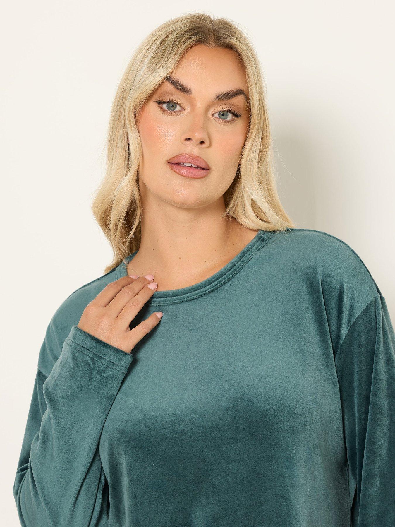 Image 4 of 4 of Yours Curve Super Luxe Pyjama Set - Green